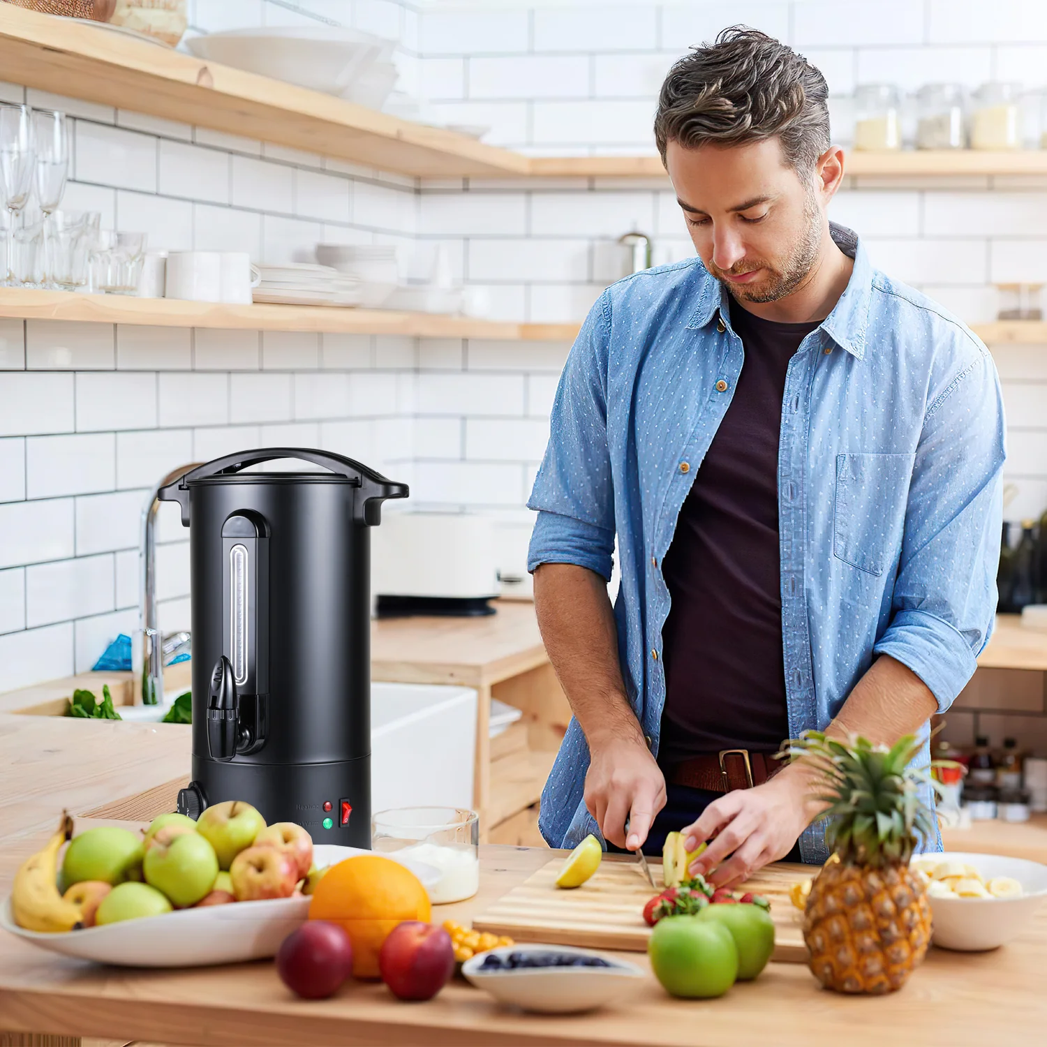 Glühweinkocher Glühweintopf Edelstahl 1800W 10L