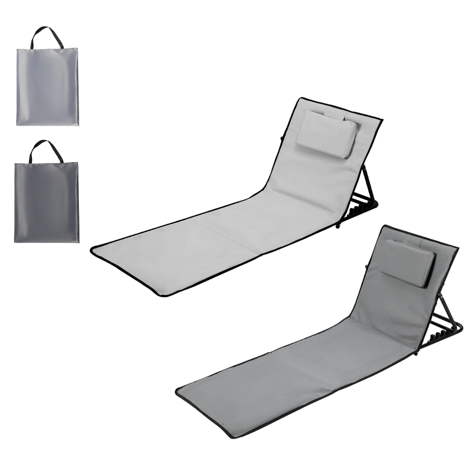 Strandliegen Tragbar Strandmatte mit Einstellbar Höhe 145cm