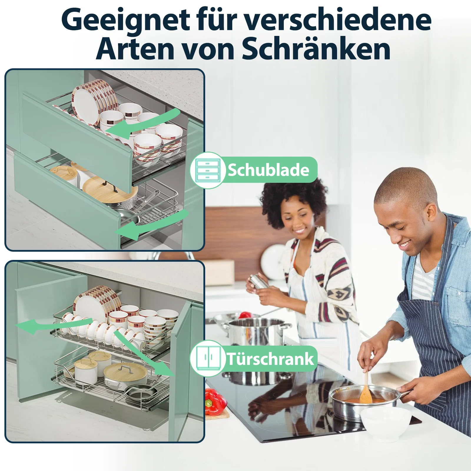 Küchenschublade Teleskopschublade Metall 2 Stück