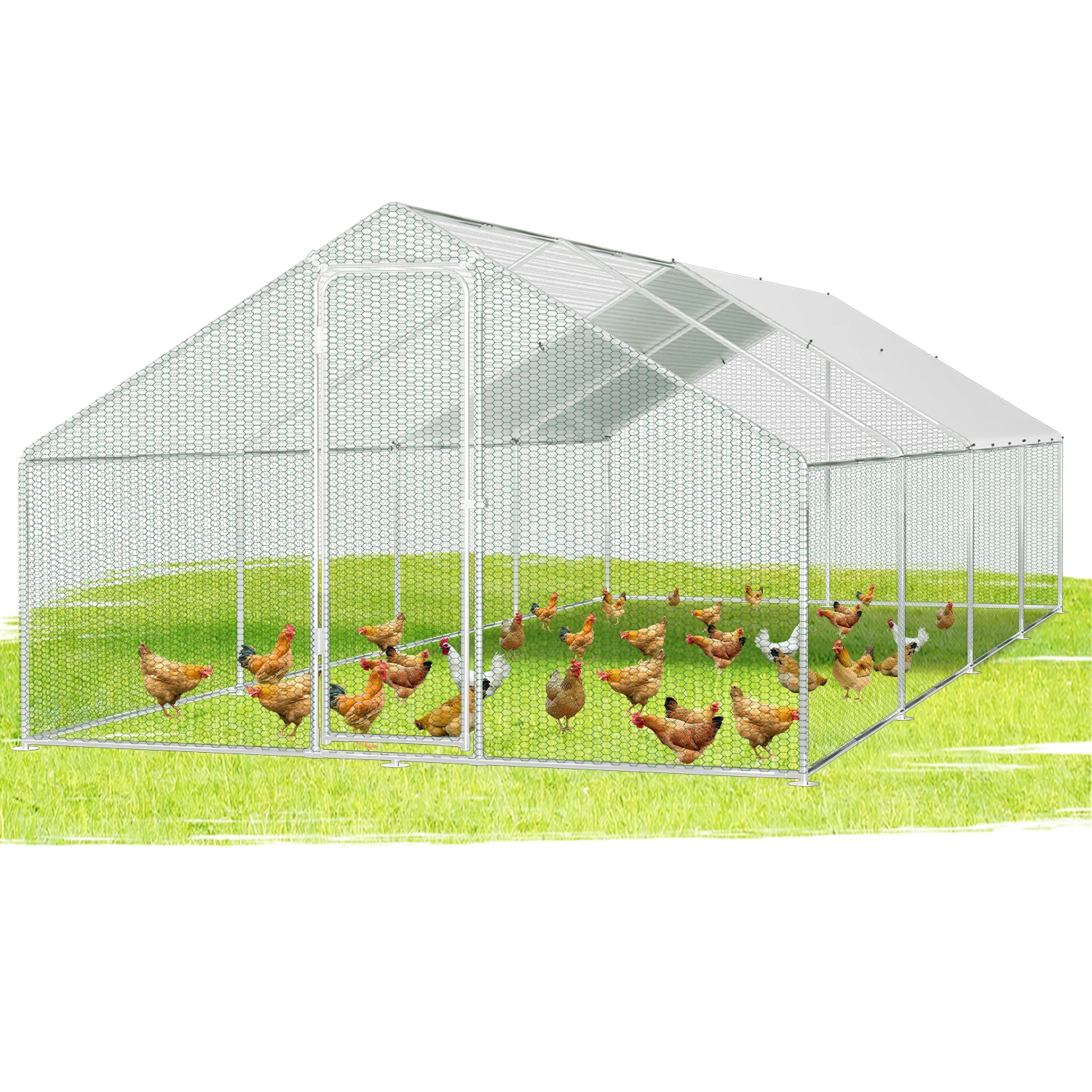 Hühnerstall Freilaufgehege Verzinkter Stahl mit Dachplane 3*8*2m