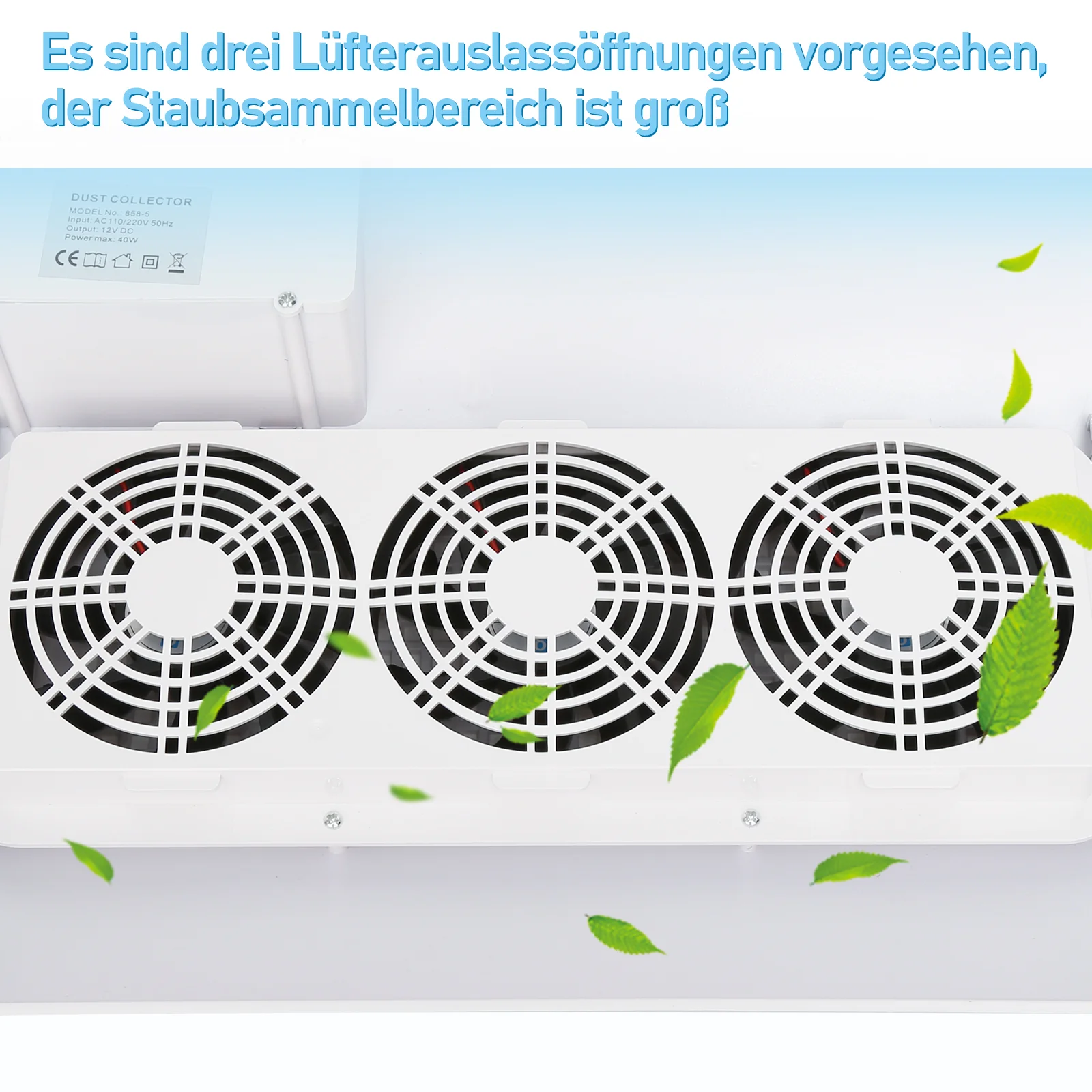 Nagelstaubabsauger mit 3 Lüfter und 2 Staub