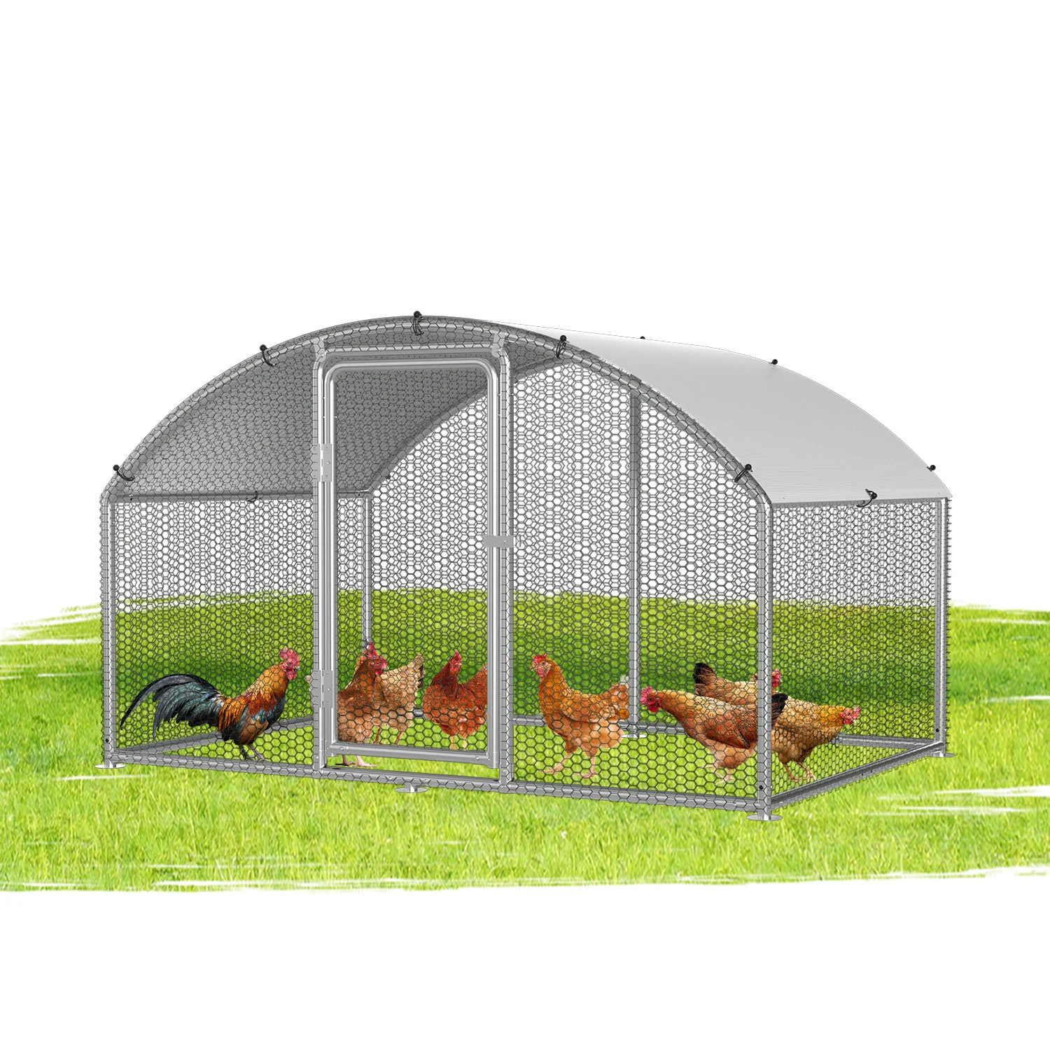 Hühnerstall Freilaufgehege Kuppeldach Verzinktem Stahl 3x2x2m