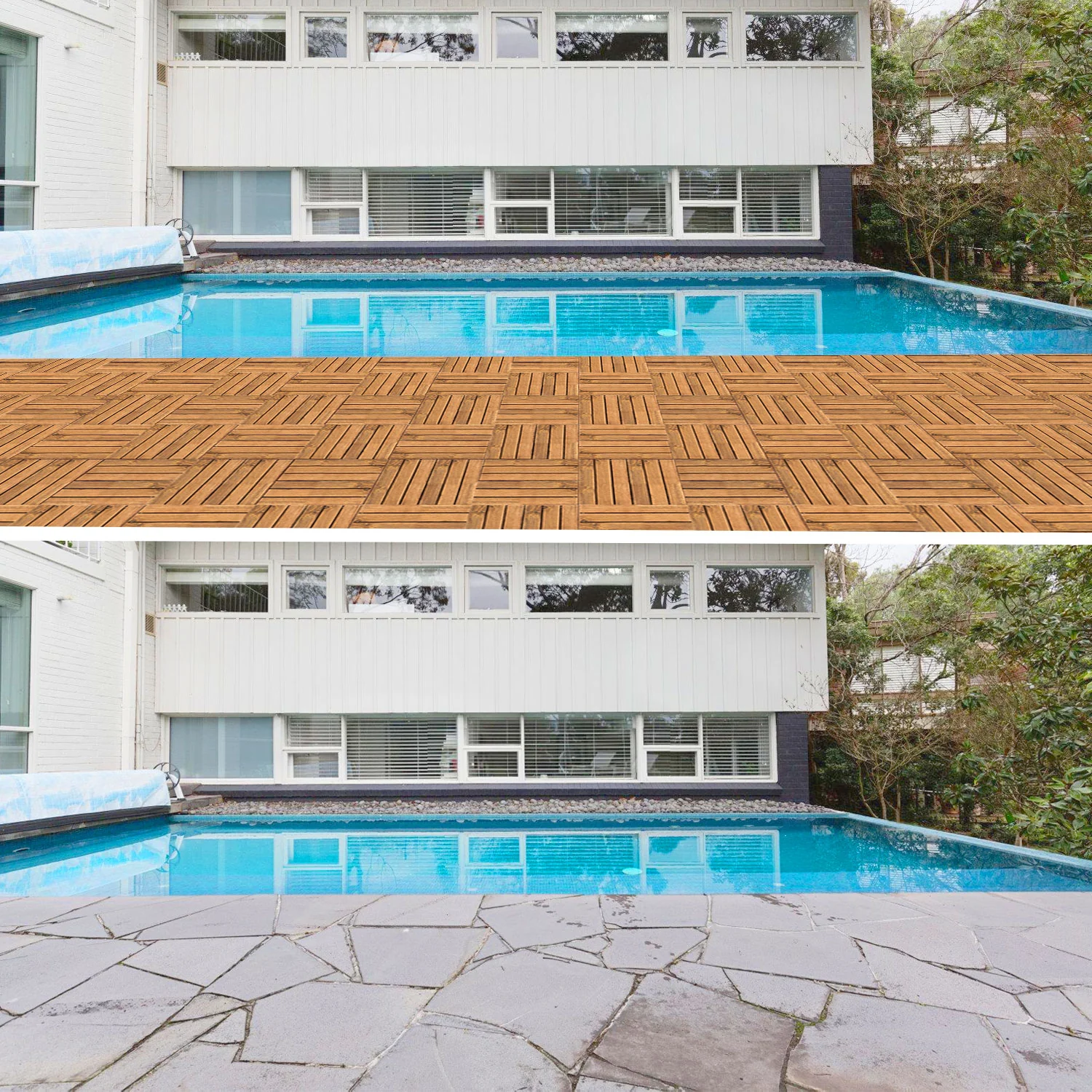 Holzfliesen 30x30cm 6 Latten Fliese (11 Stück)