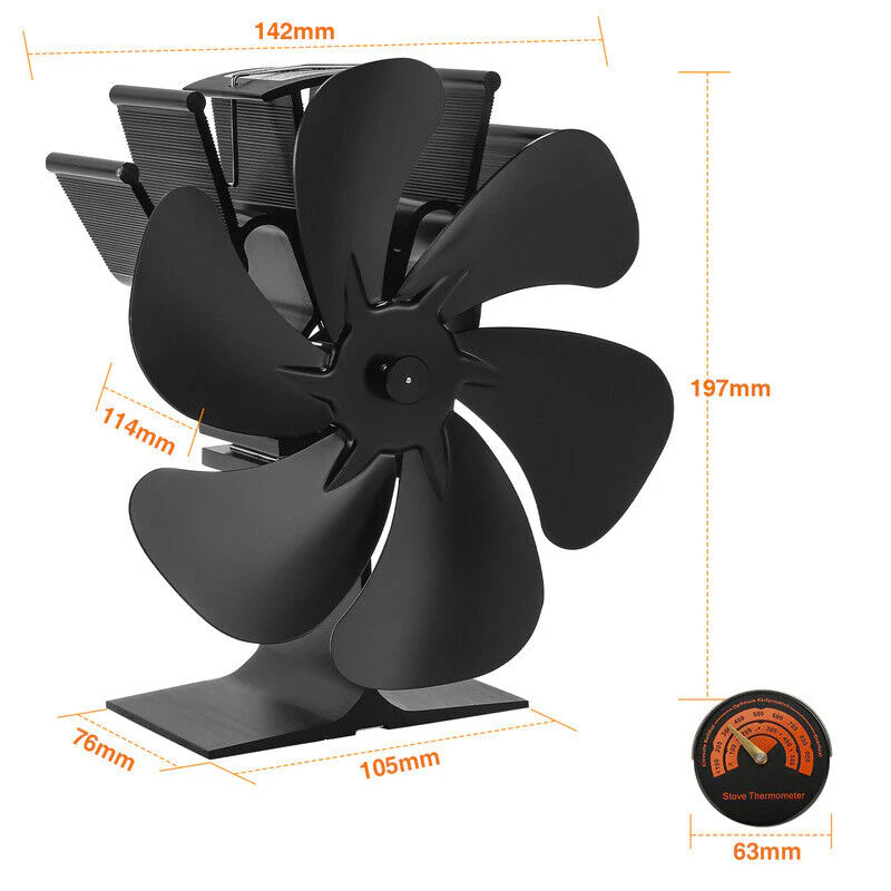 Ofenventilator Stromloser mit Thermometer