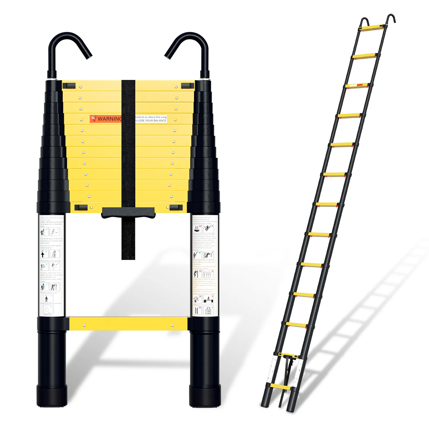 Teleskopleiter Aluminium mit Langsamer Schrumpfungsfunktion und Abnehmbarem Haken
