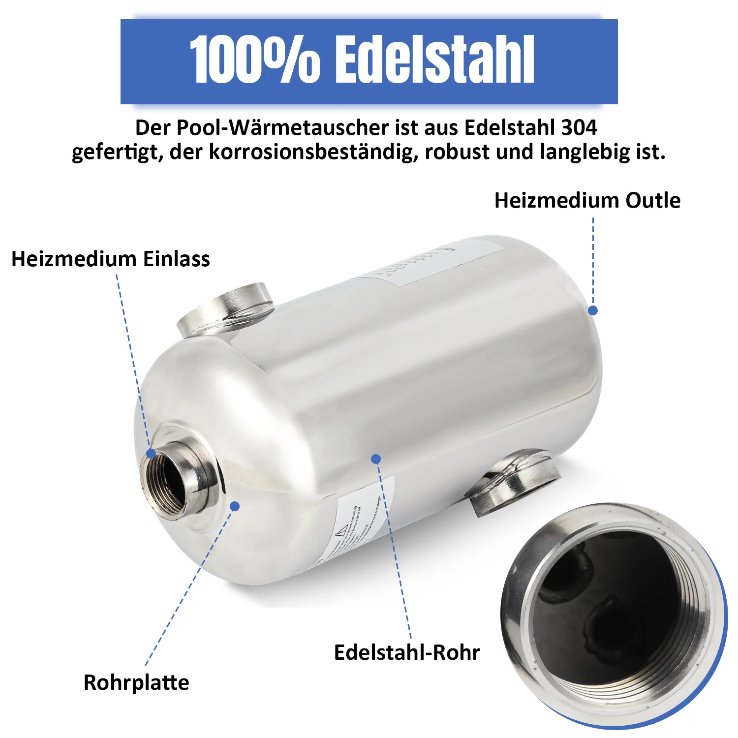 Schwimmbad Wärmetauscher Edelstahl 28KW/60KW