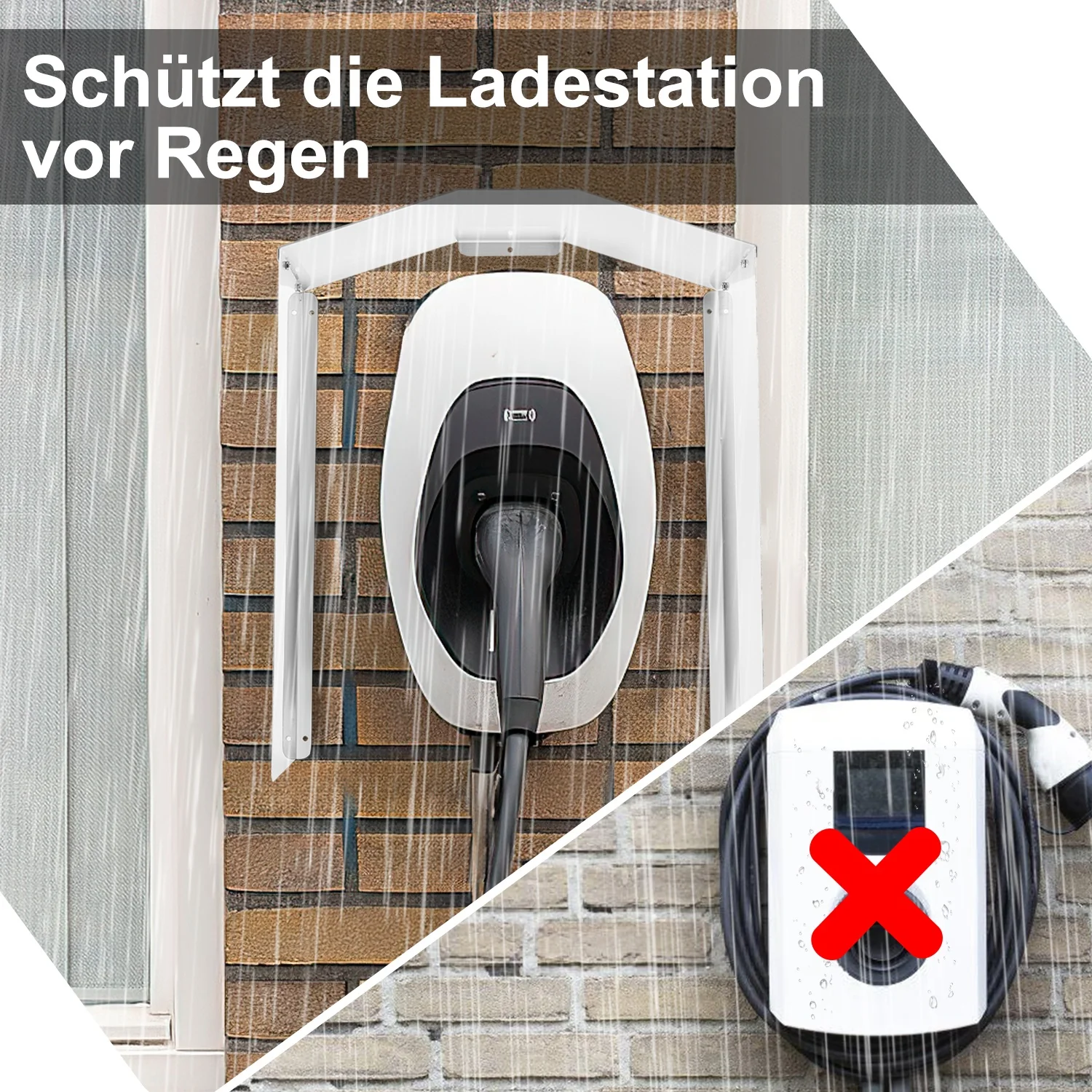 Wallbox Wetterschutz Edelstahl Schutzdach für e-Auto Ladestation