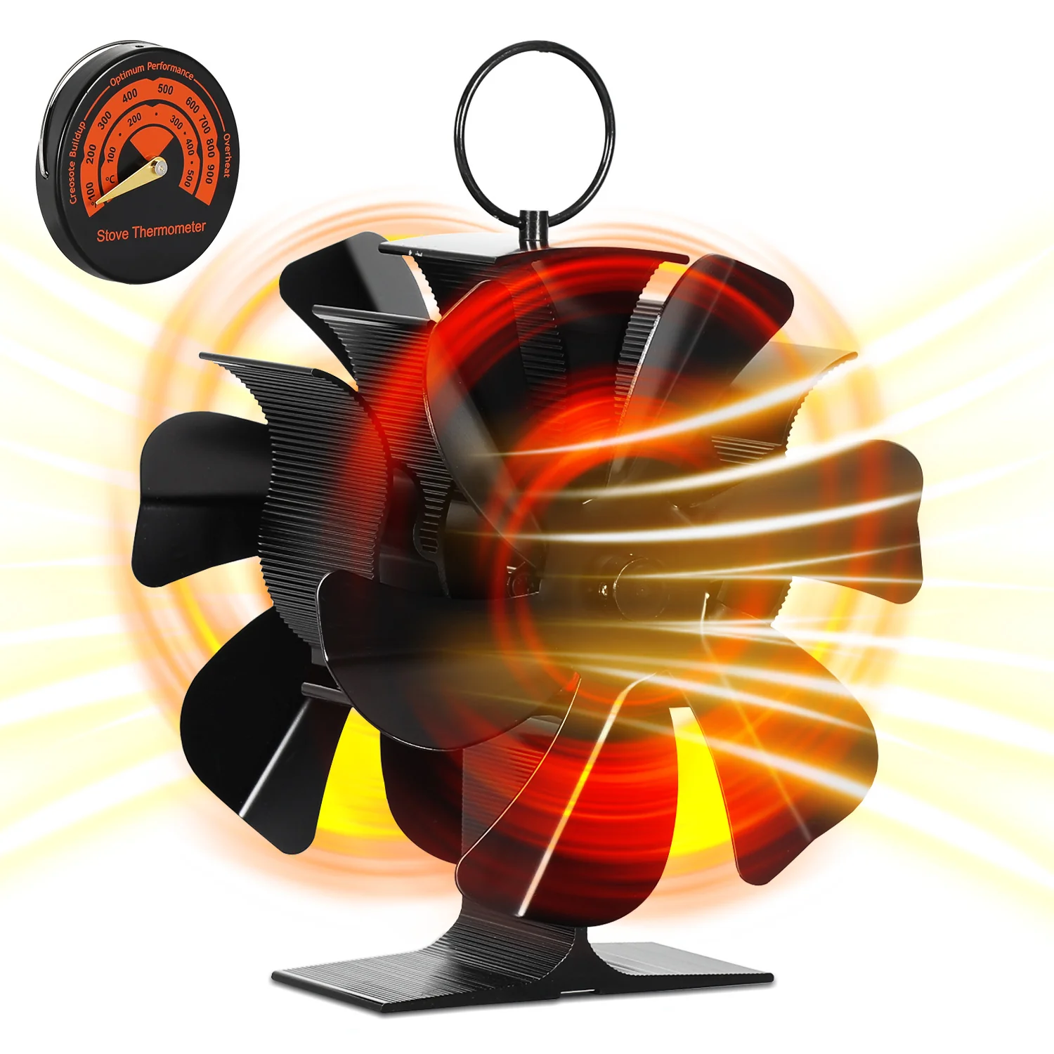 Kaminventilator Ofenventilator 6-Blättern Doppelseitiger