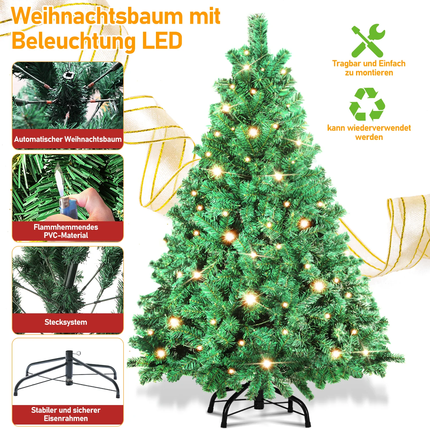Weihnachtsbaum künstlich mit Beleuchtung