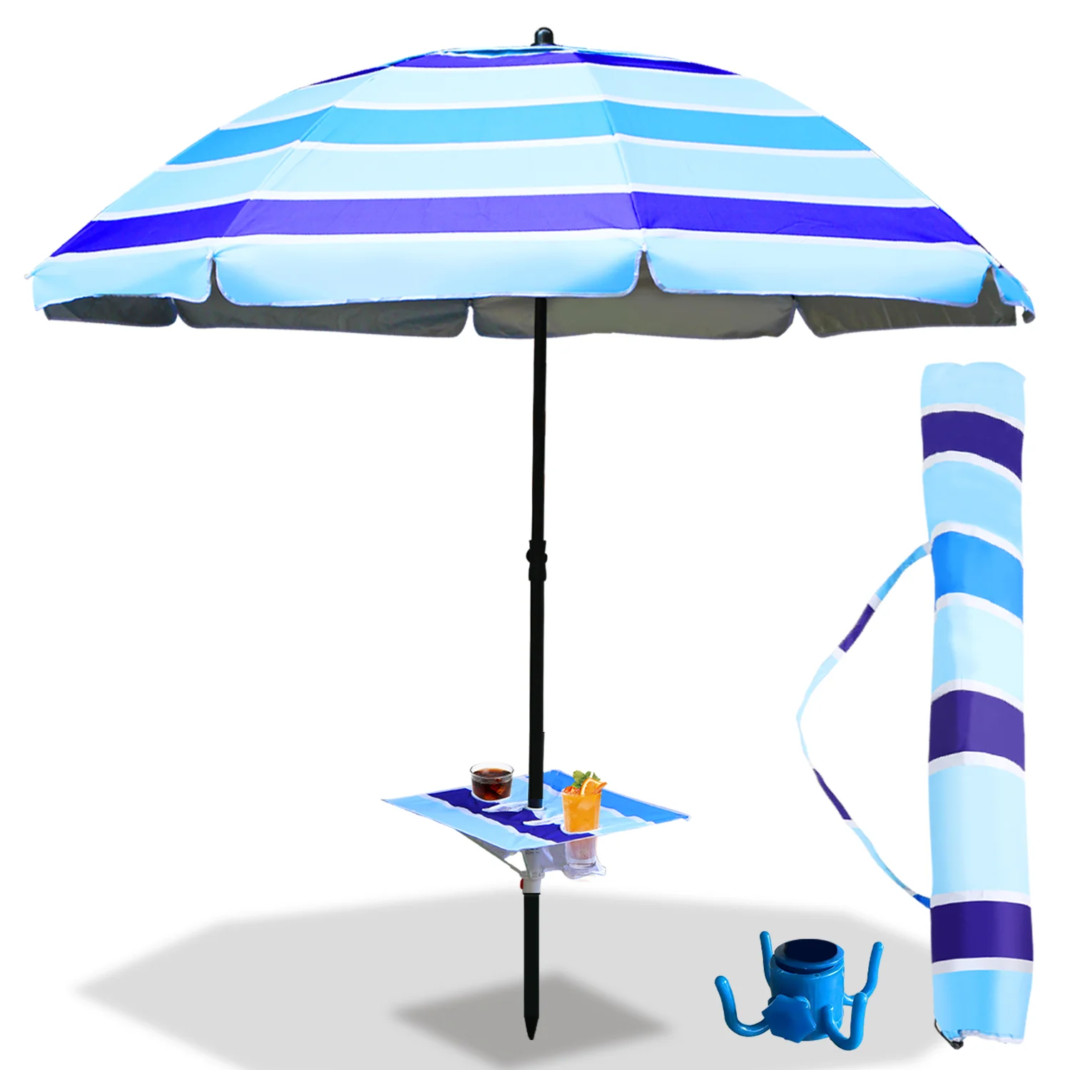 Strandschirm Sonnenschirm Ø 213cm mit Tisch