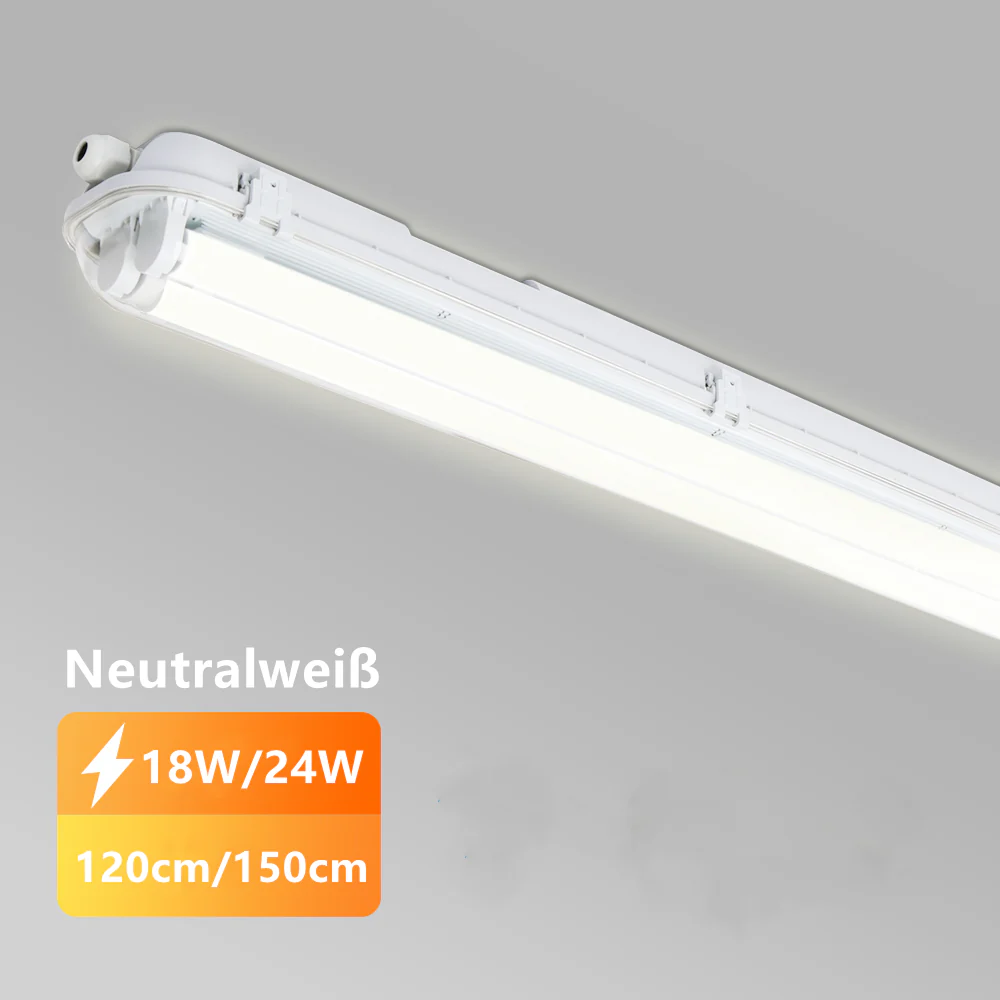 LED Feuchtraumleuchte Doppelt T8 Neutralweiß 18W/24W