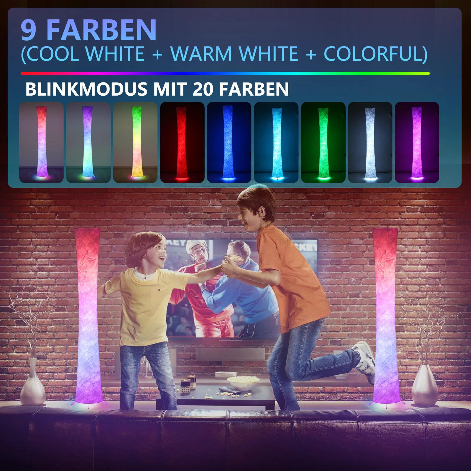 LED Stehlampe Dimmbar RGB mit Fernbedienung APP
