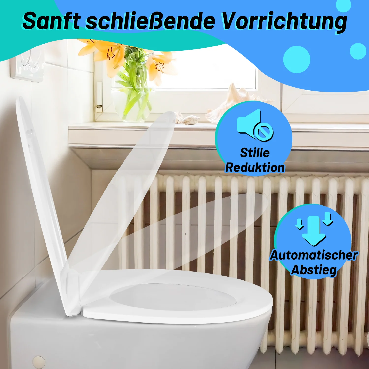 Toilettendeckel WC Sitz mit Absenkautomatik O-Form