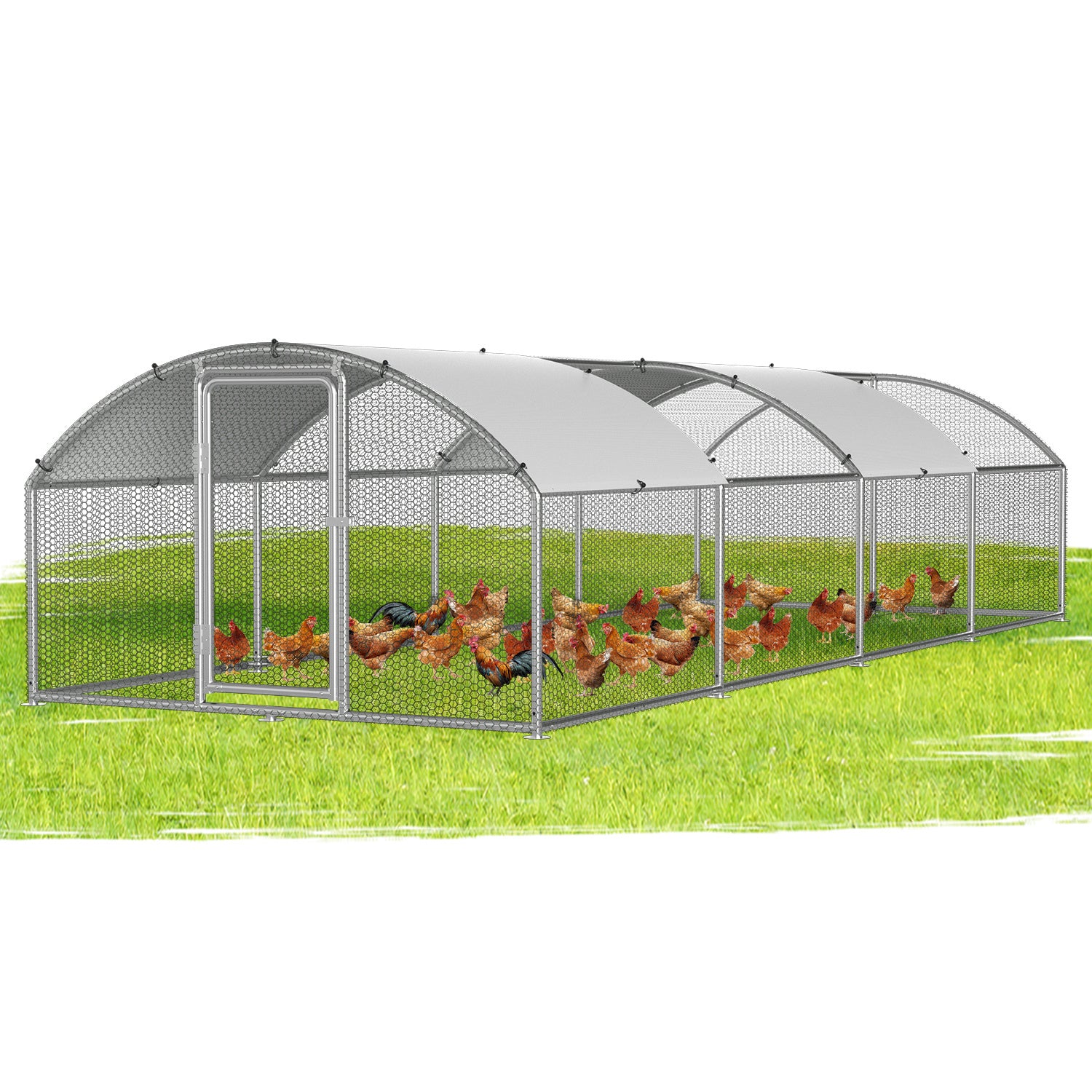 Hühnerstall Freilaufgehege Kuppeldach Verzinktem Stahl 3x8x2m