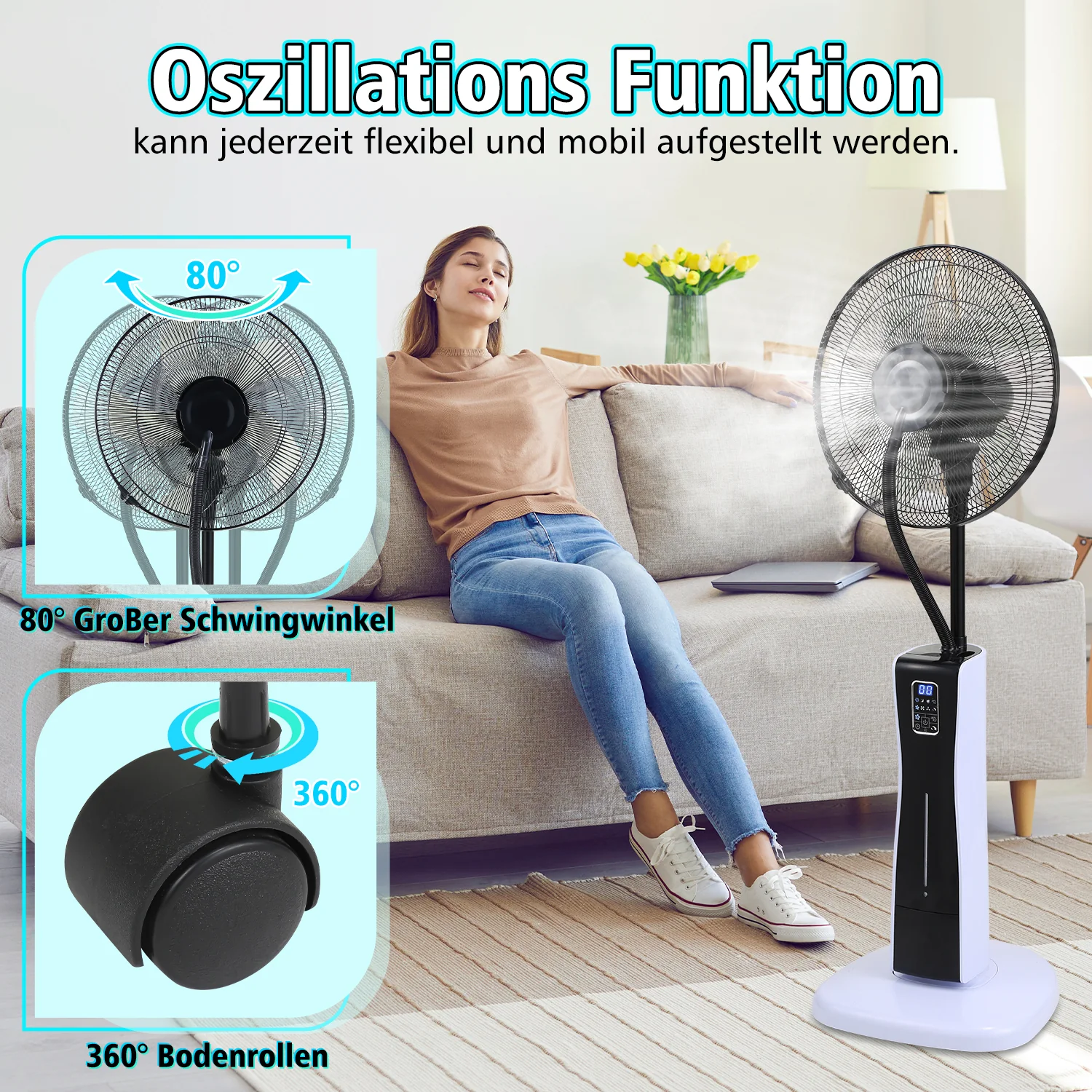 Standventilator mit Wasserkühlung Ultraschall-Sprühnebel