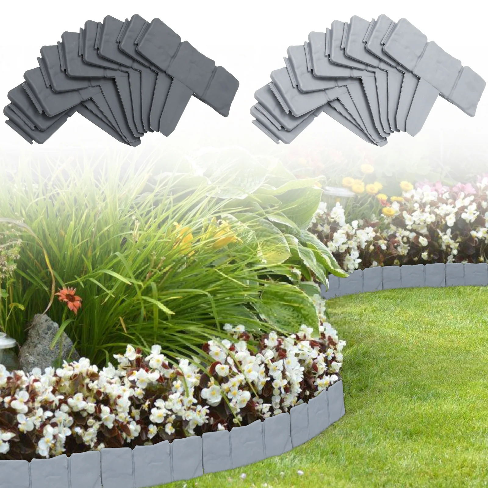 Rasenkante Kunststoff Steinoptik