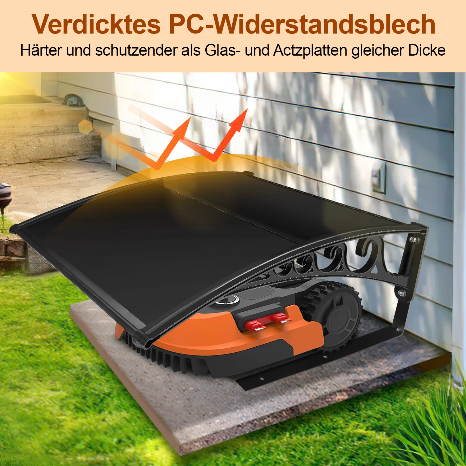 Mähroboter Garage Dach Carport für Rasenmäher Schwarz