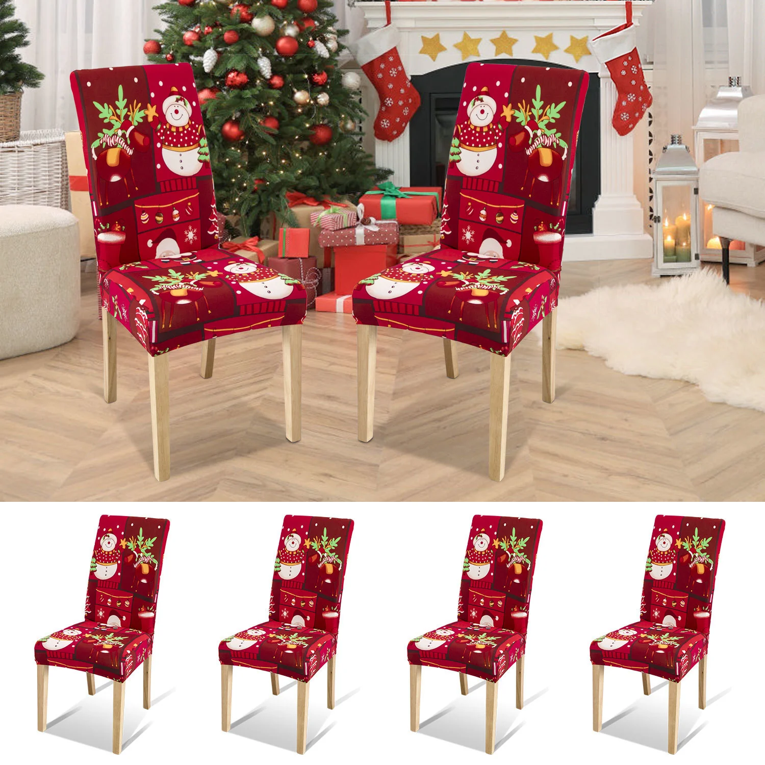 Weihnachtliche Stuhlhussen Universelle 4er Set
