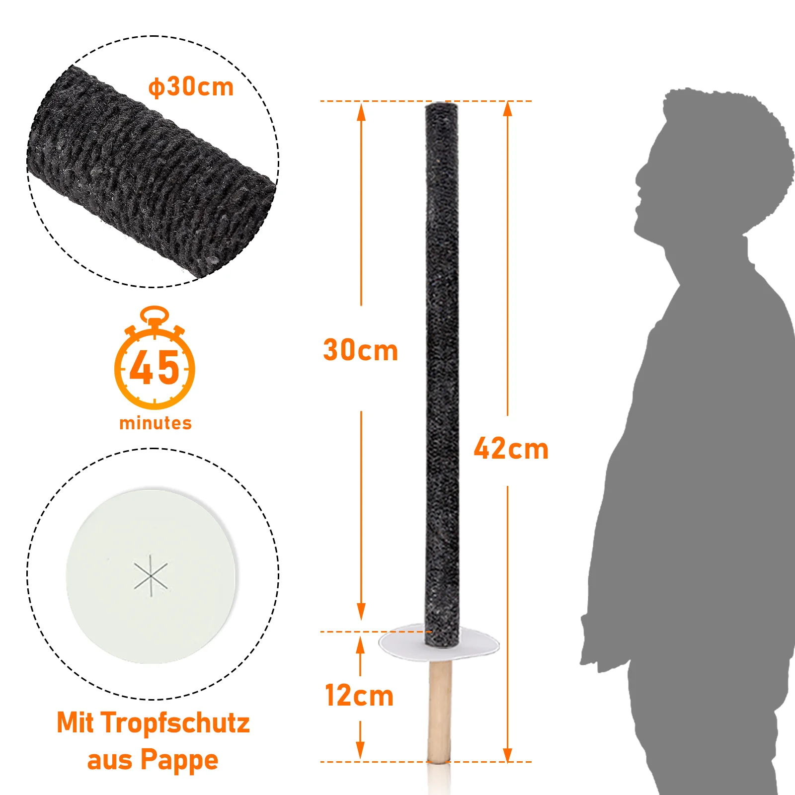Wachsfackeln Fackeln für Outdoor Brennzeit 45 min
