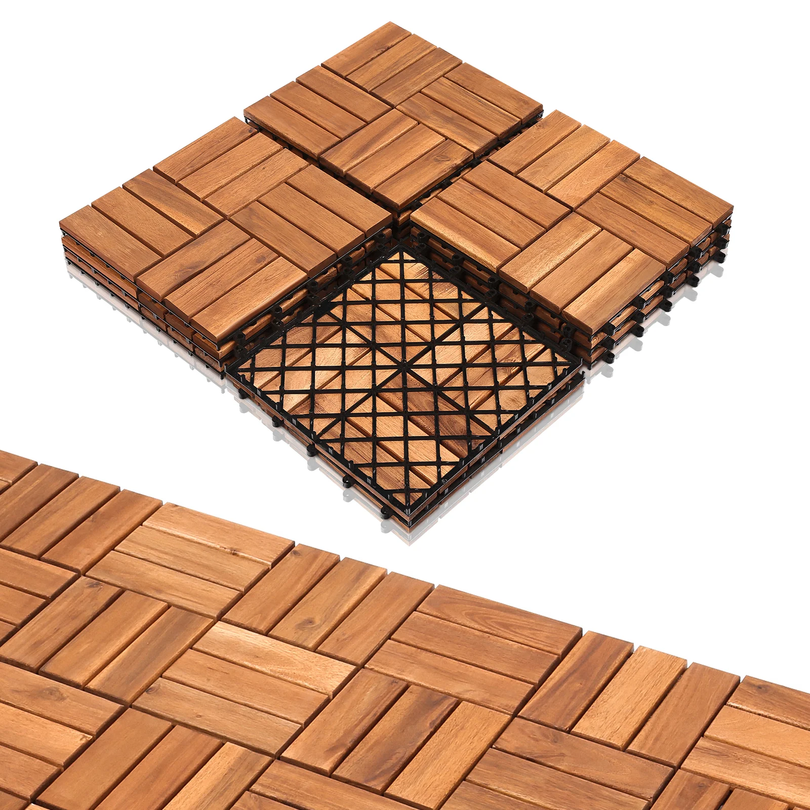 Holzfliesen 30x30cm 12 Latten Fliese(11 Stück) Verschiedene Farben