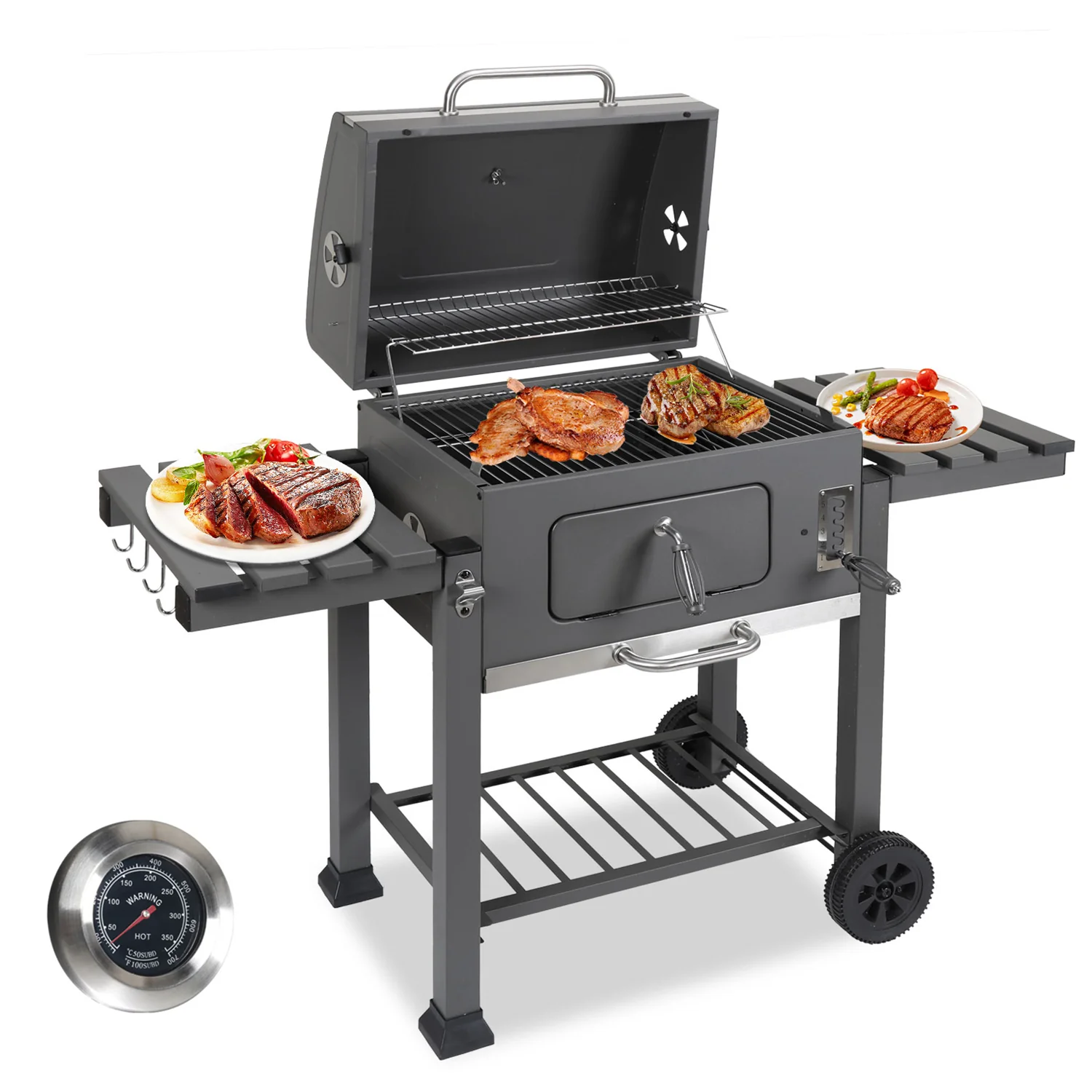 Holzkohlegrill BBQ XXL Smoker mit Deckel