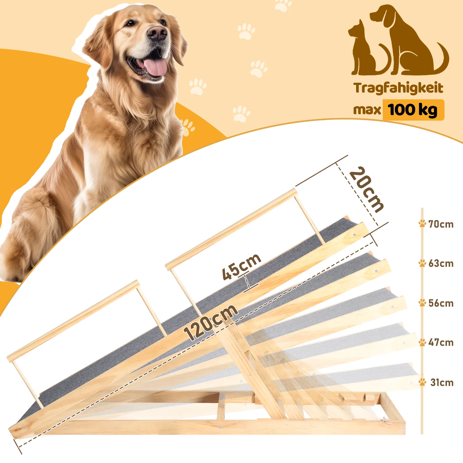 Hunderampe Hundetreppe aus Holz