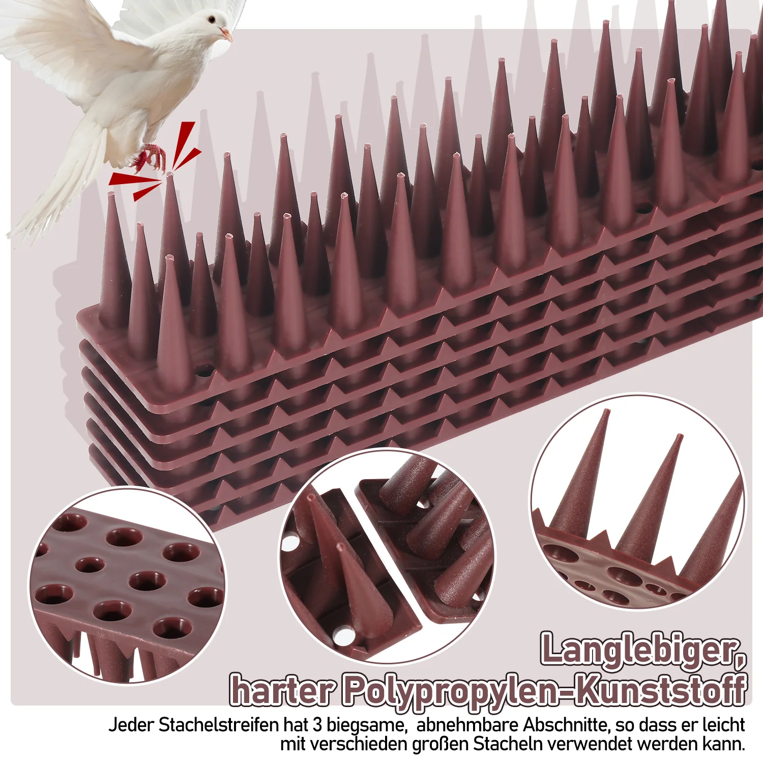 Vogelspikes Taubenspikes Kunststoff 12 Stück