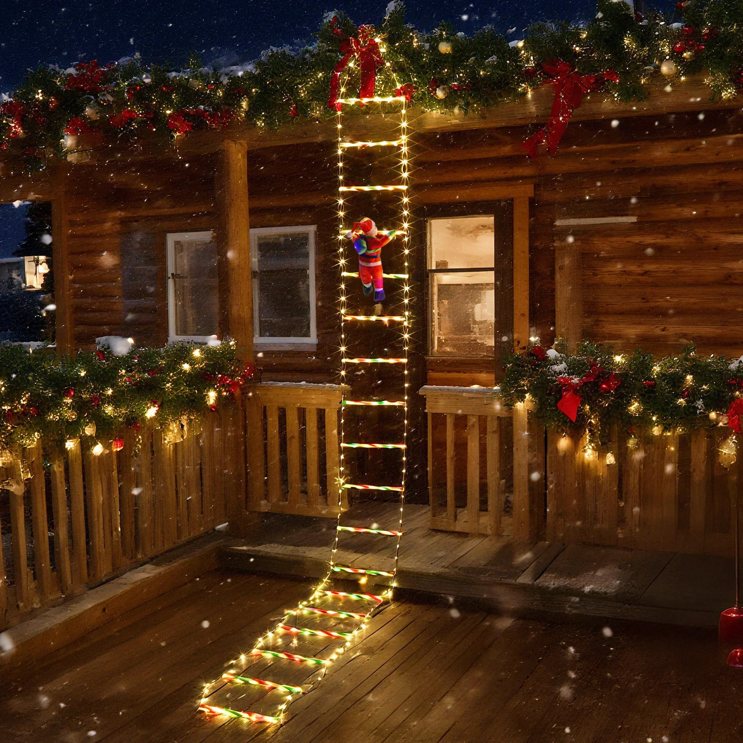 LED Weihnachtsmann Leiter Lichterkette 3m