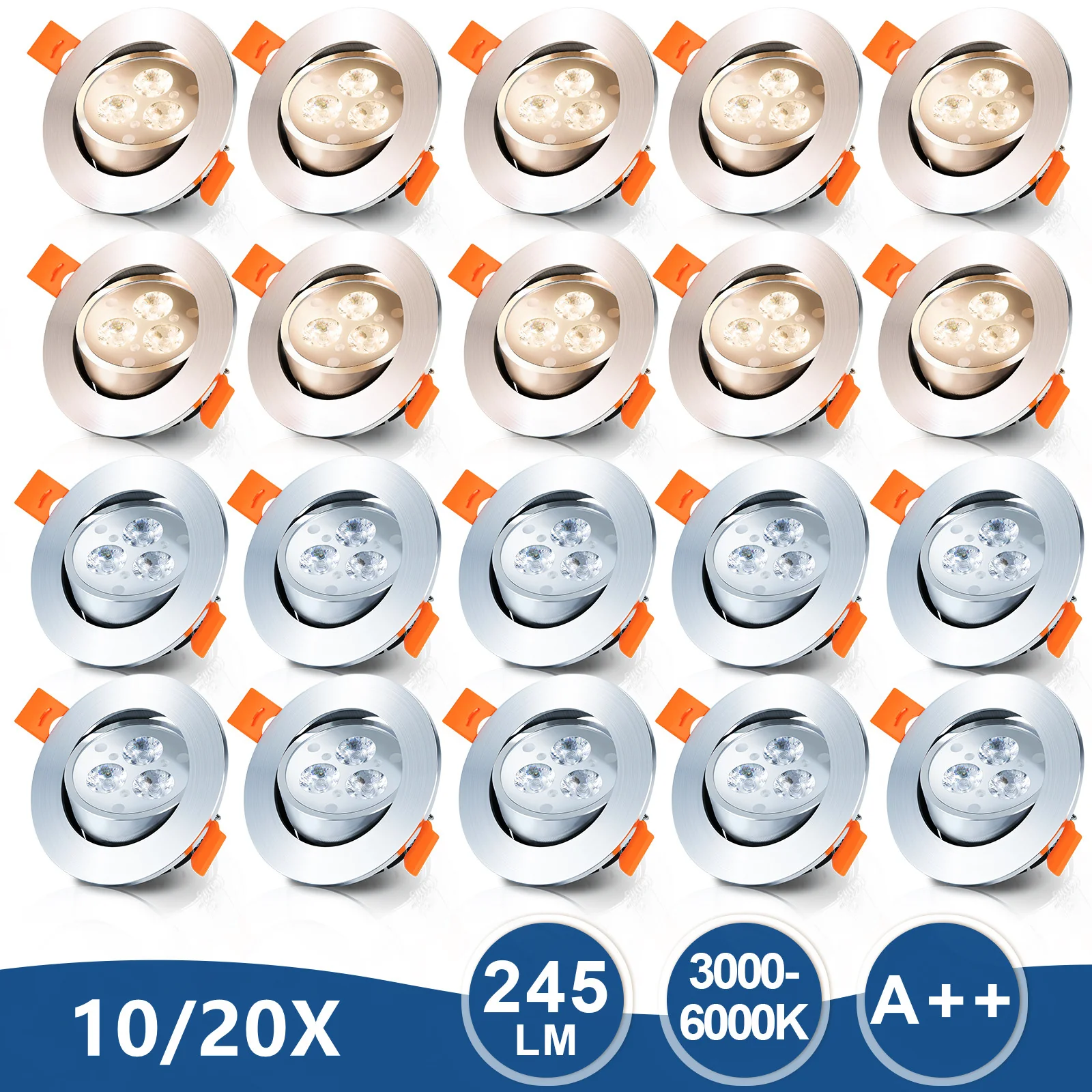 LED Einbaustrahler Integriert 3W Warmweiß/Kaltweiß