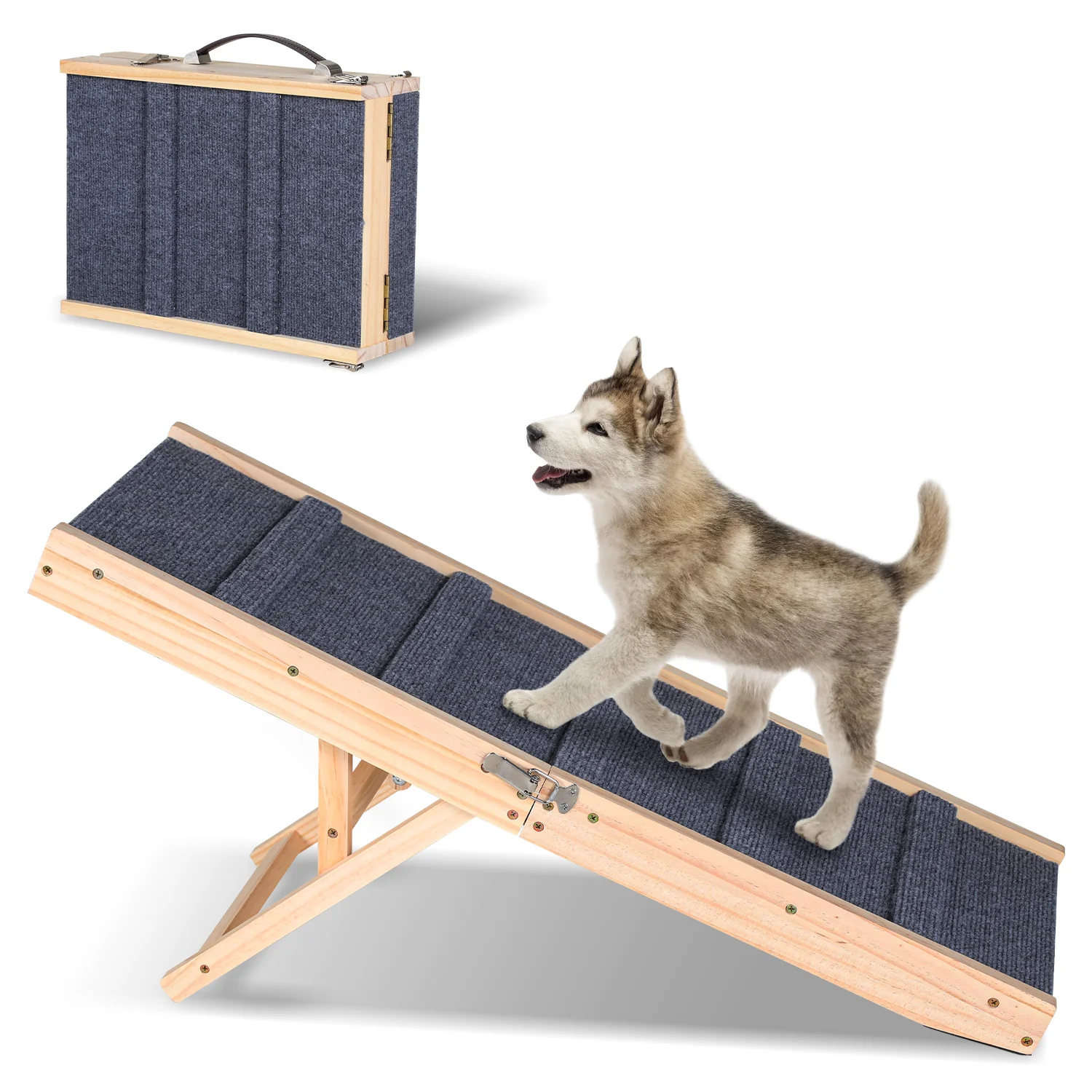 Hunderampe Faltbare aus Holz 4 Stufen Hundetreppe