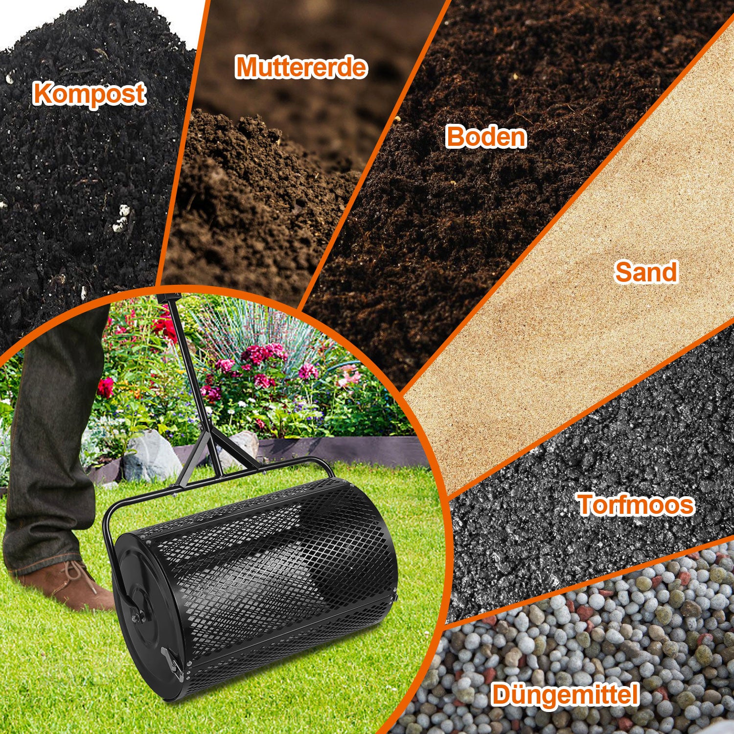 Kompoststreuer Saatgutstreuer 75L