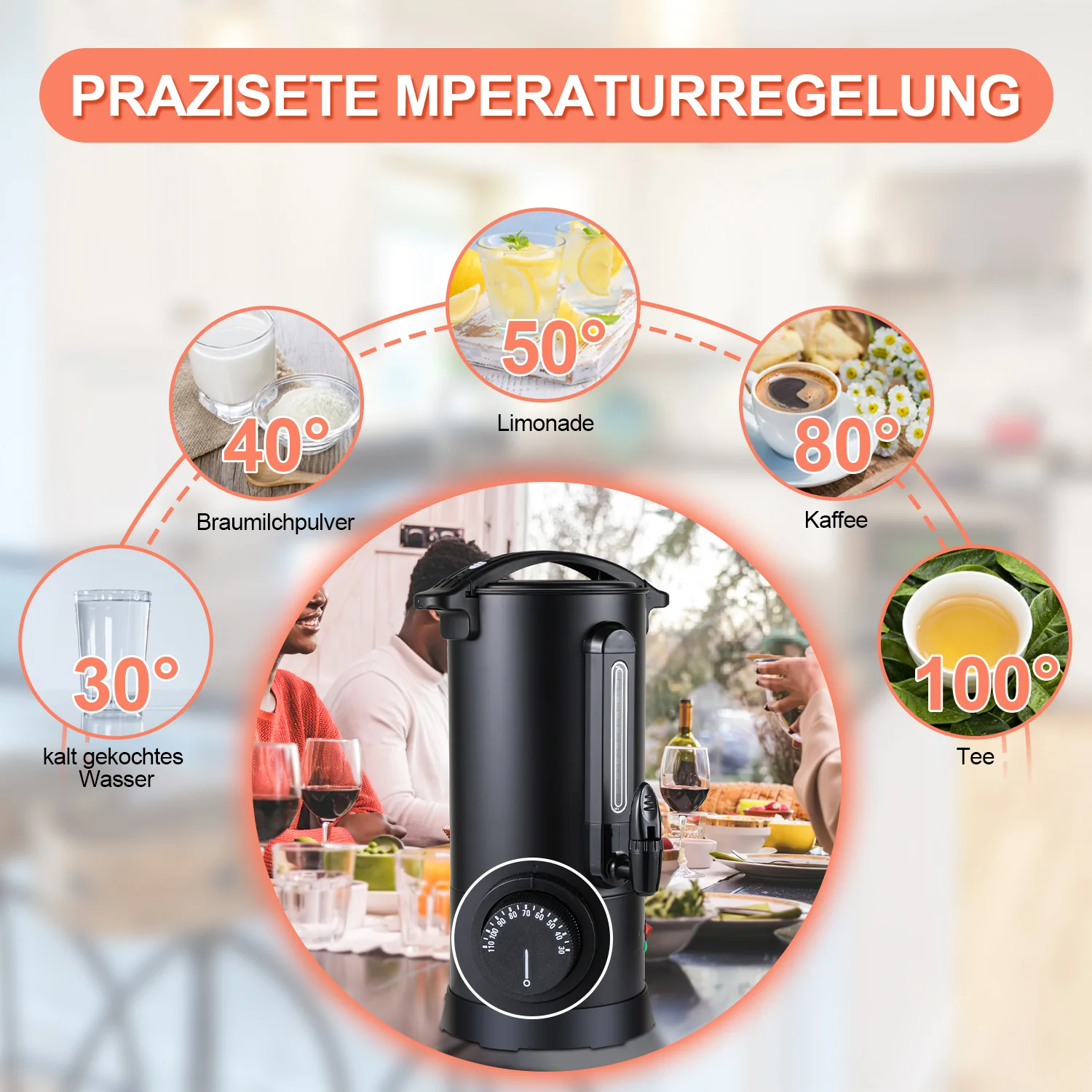 Glühweinkocher Glühweintopf Edelstahl 1800W 10L