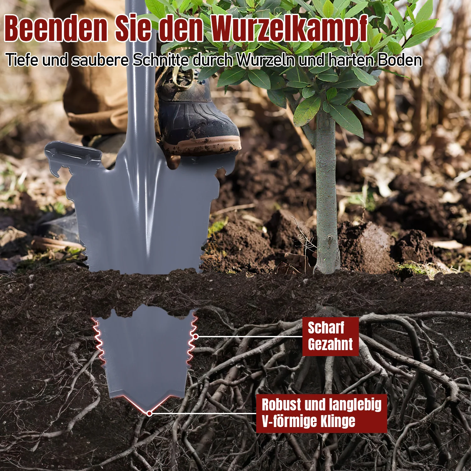 Spaten Wurzelspaten Gärtnerspaten 114cm
