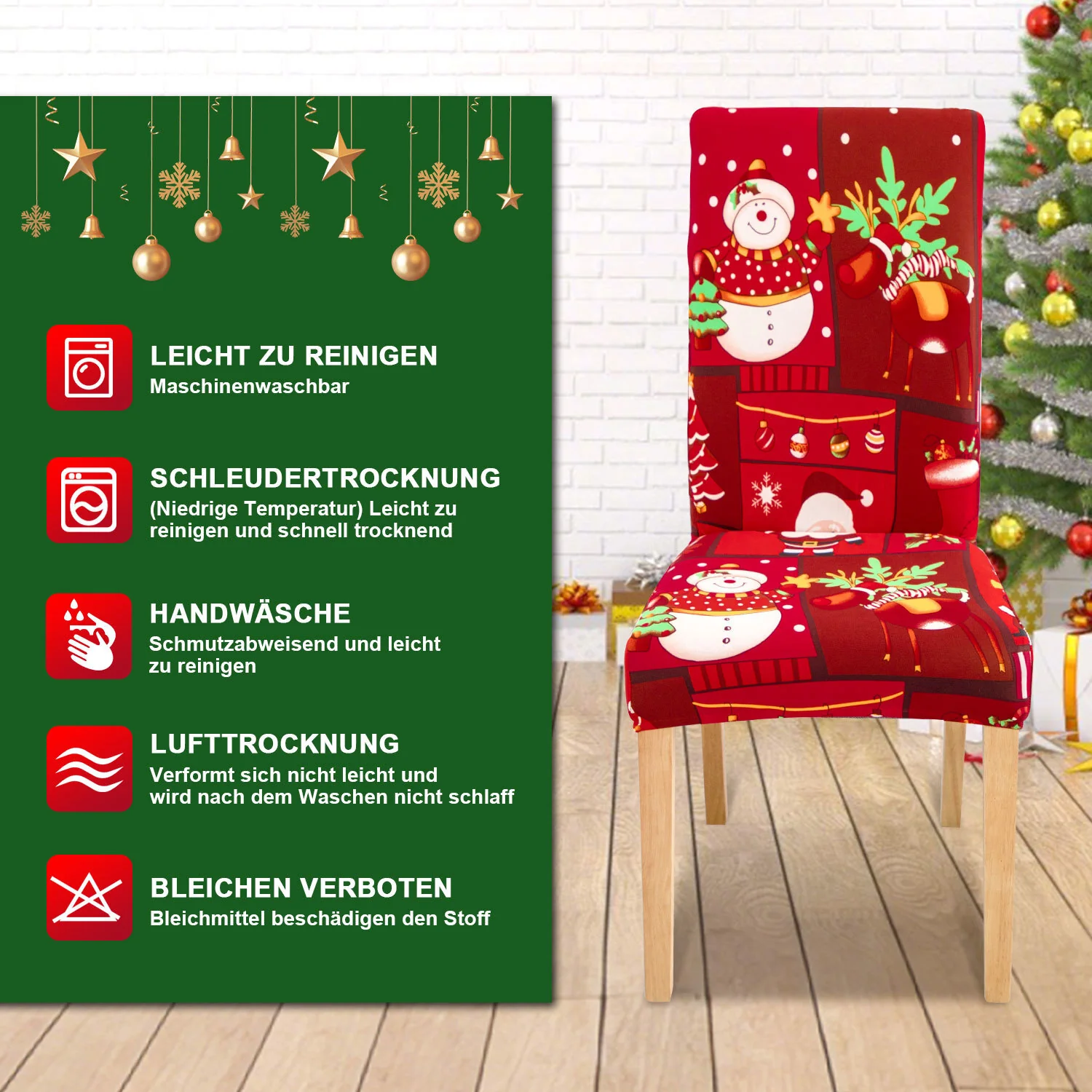 Weihnachtliche Stuhlhussen Universelle 4er Set