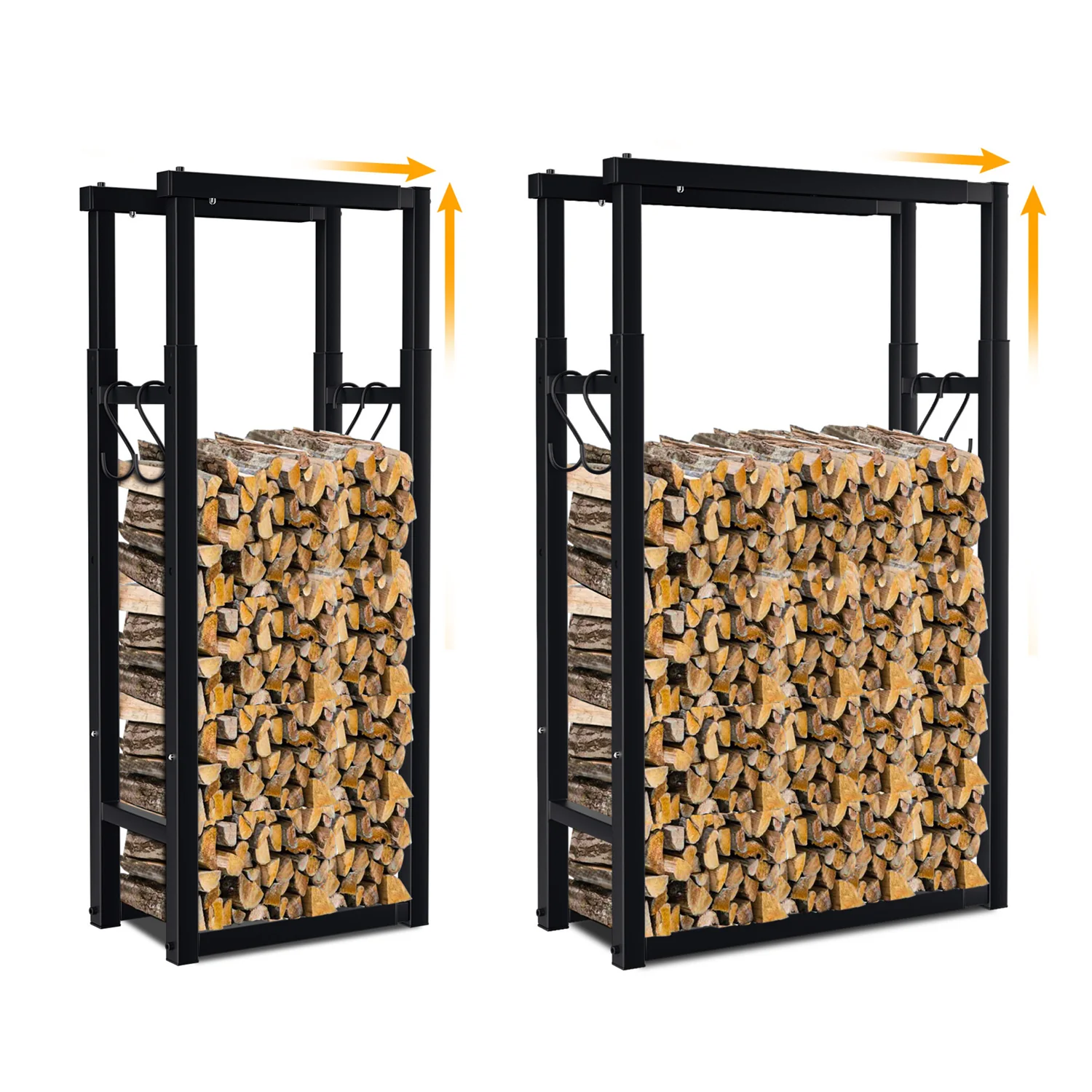 Verstellbare Kaminholzregal Kaminholzständer mit 4 Haken