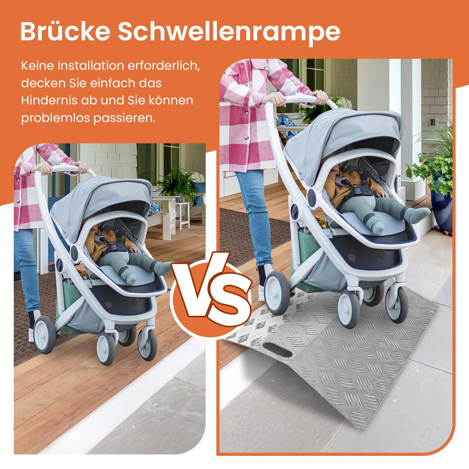 Türschwellenrampe Rollstuhlrampe Aluminium Tragfähigkeit 270 kg