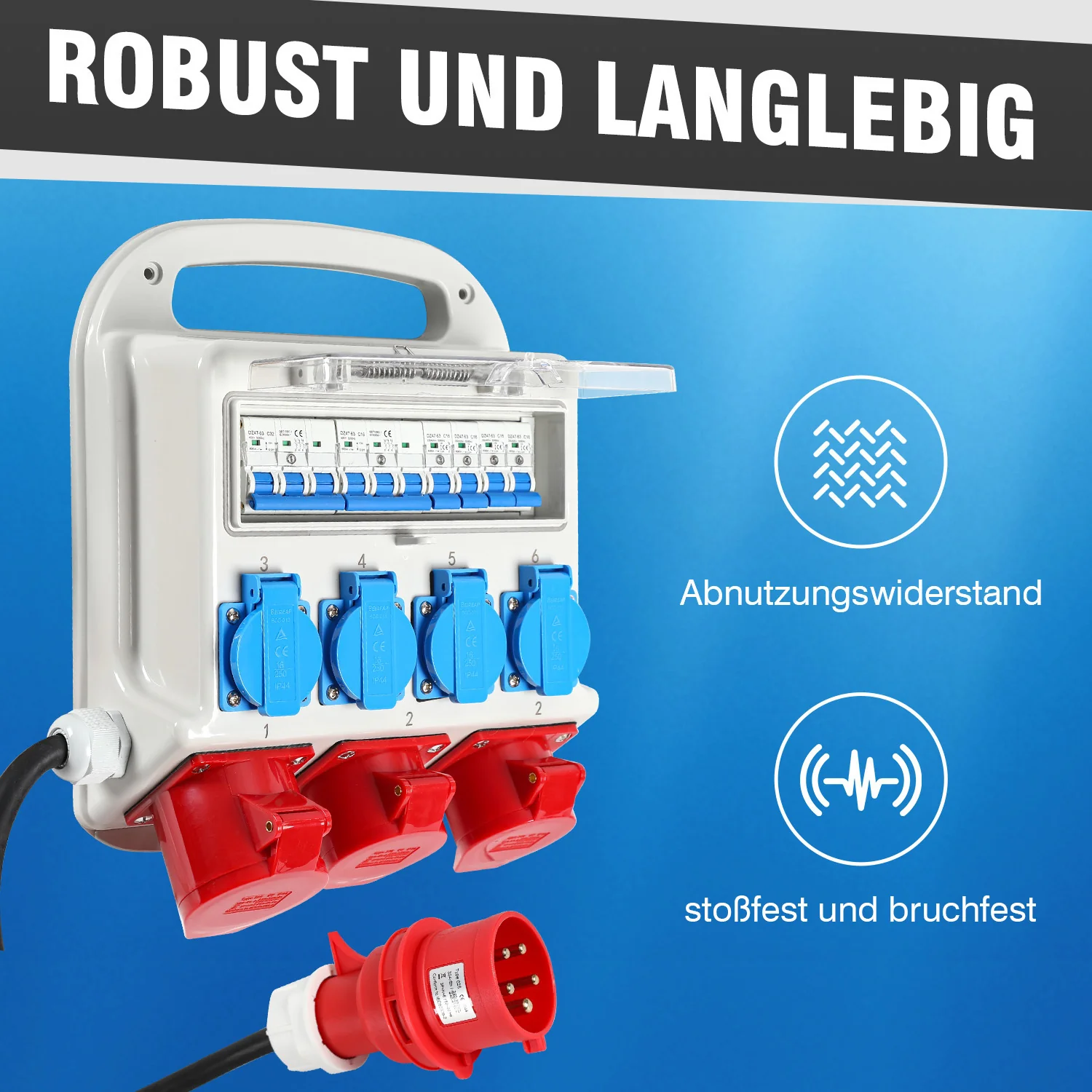 Stromverteiler 2 x CEE 16A 400V+1 x CEE 32A 400V+4 x 230V 5 Polig