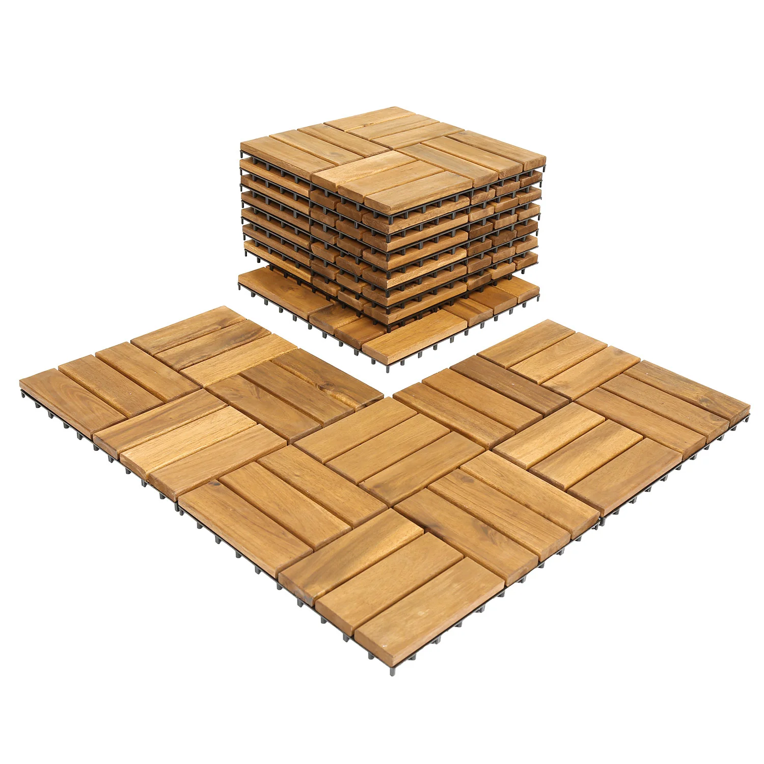 Holzfliesen 30x30cm 12 Latten Fliese(11 Stück)