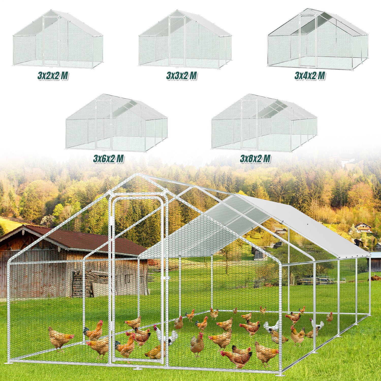 Hühnerstall Freilaufgehege Verzinkter Stahl mit Dachplane