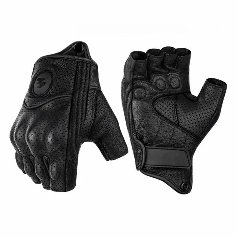 Motorradhandschuhe Halbfinger aus PU-Leder – Retro Biker Stil & atmungsaktiv Sommer