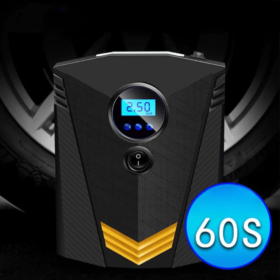 Tragbarer Luftkompressor Auto/Motorrad/Fahrrad – Zigarettenanzünder 12V + Digitaldisplay