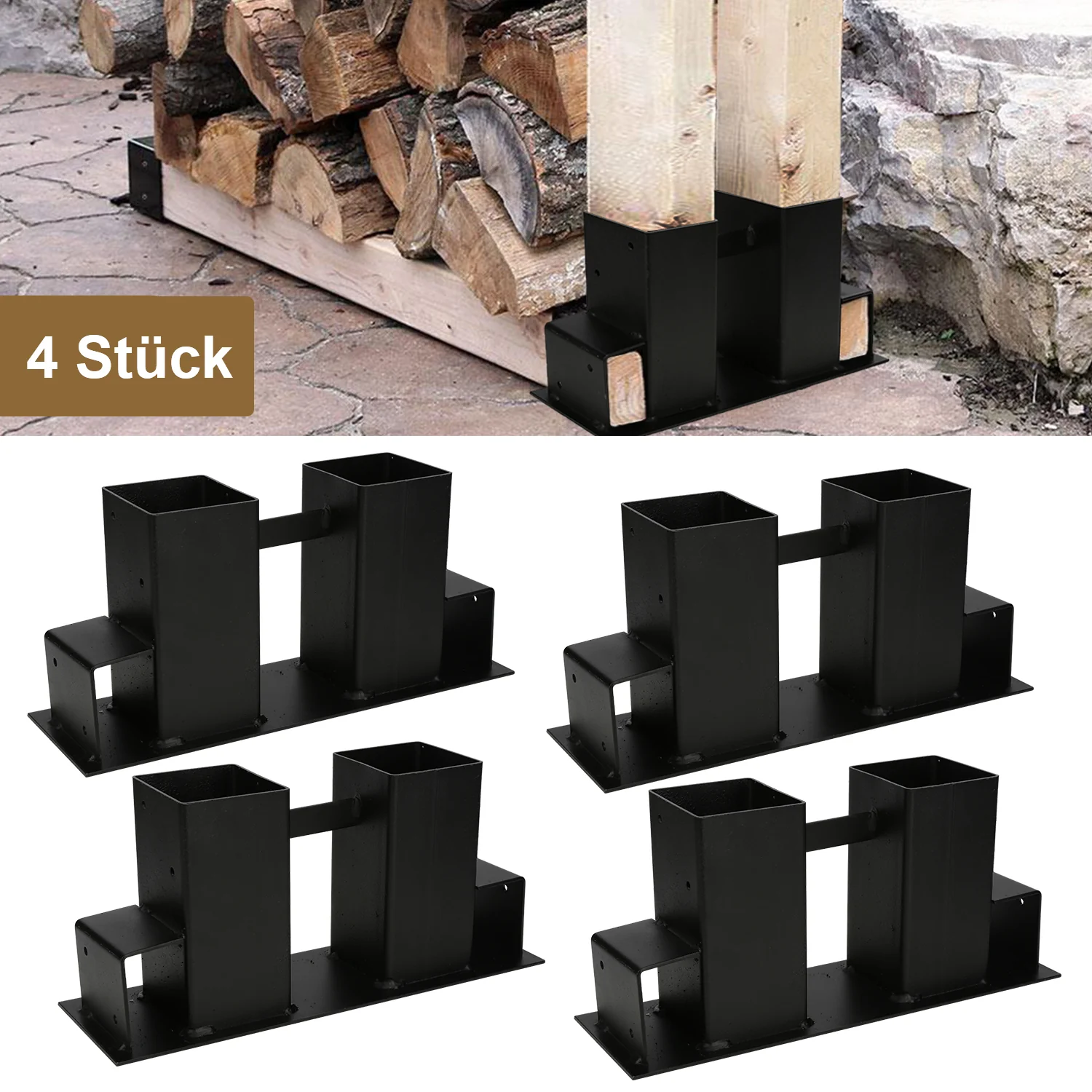 4 Stück Holzstapelhilfe Brennholz Stapelhilfe