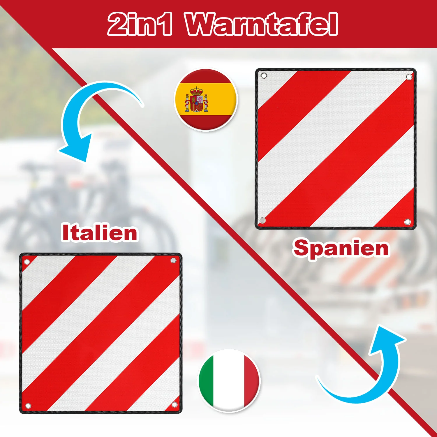 2 in 1 Warntafel für Italien und Spanien