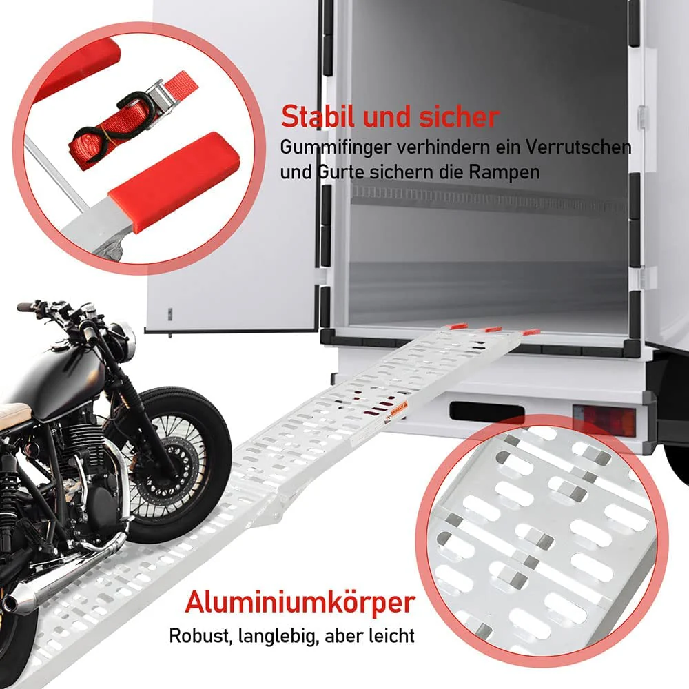 Auffahrrampe Klappbar 340kg Faltbare Alu Motorradrampe