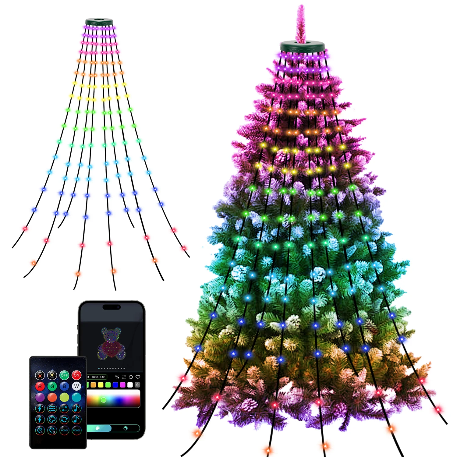 Christbaumbeleuchtung mit APP-Kontrolle 160 LEDs IP67