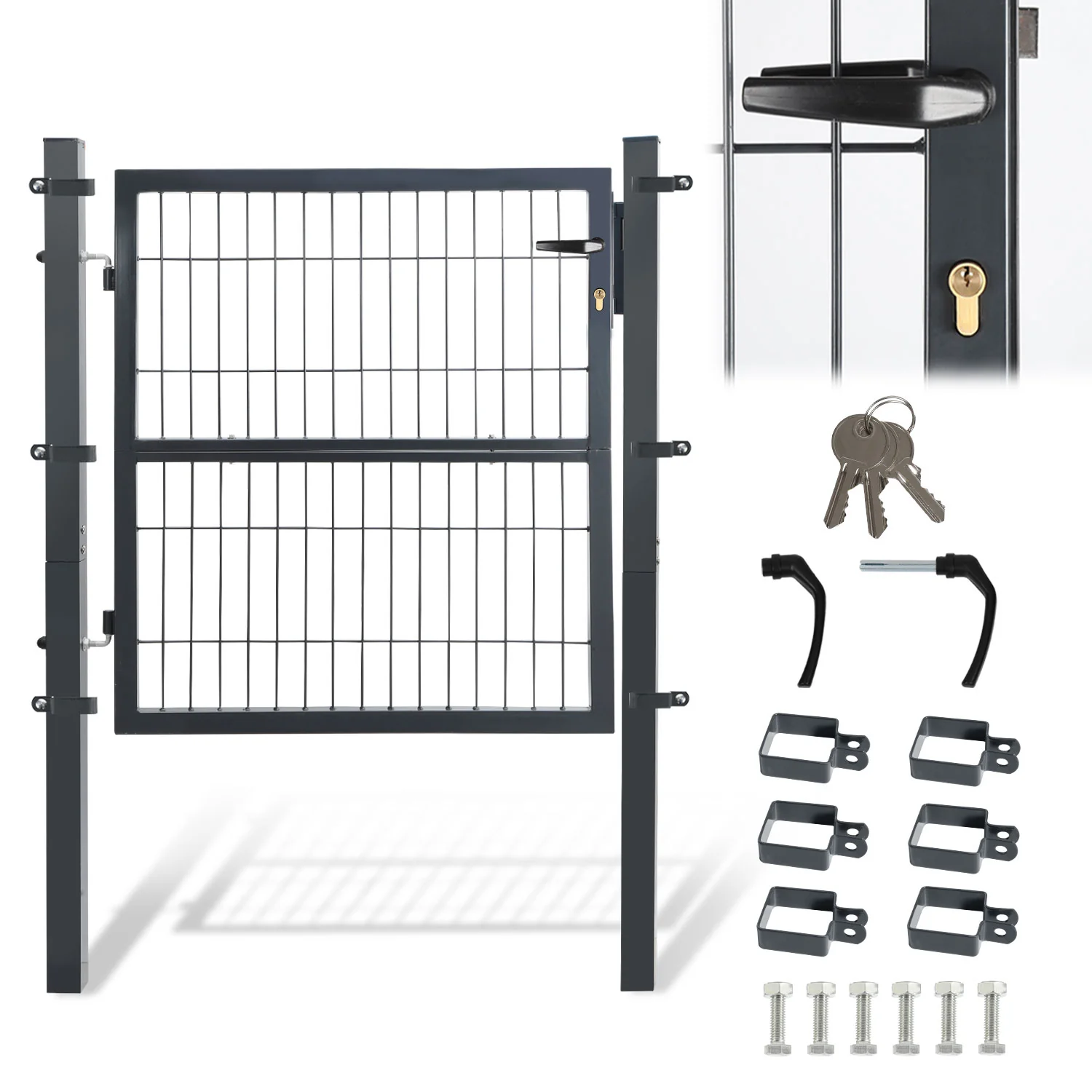 Gartentor Gartentür Anthrazit Inkl. Schloss(Verschiedene Griffe)