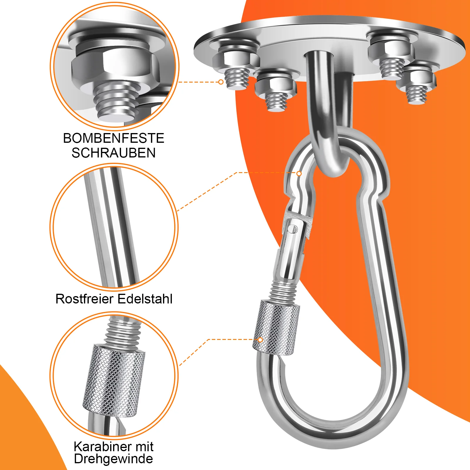 2 Stück Deckenhaken Edelstahl