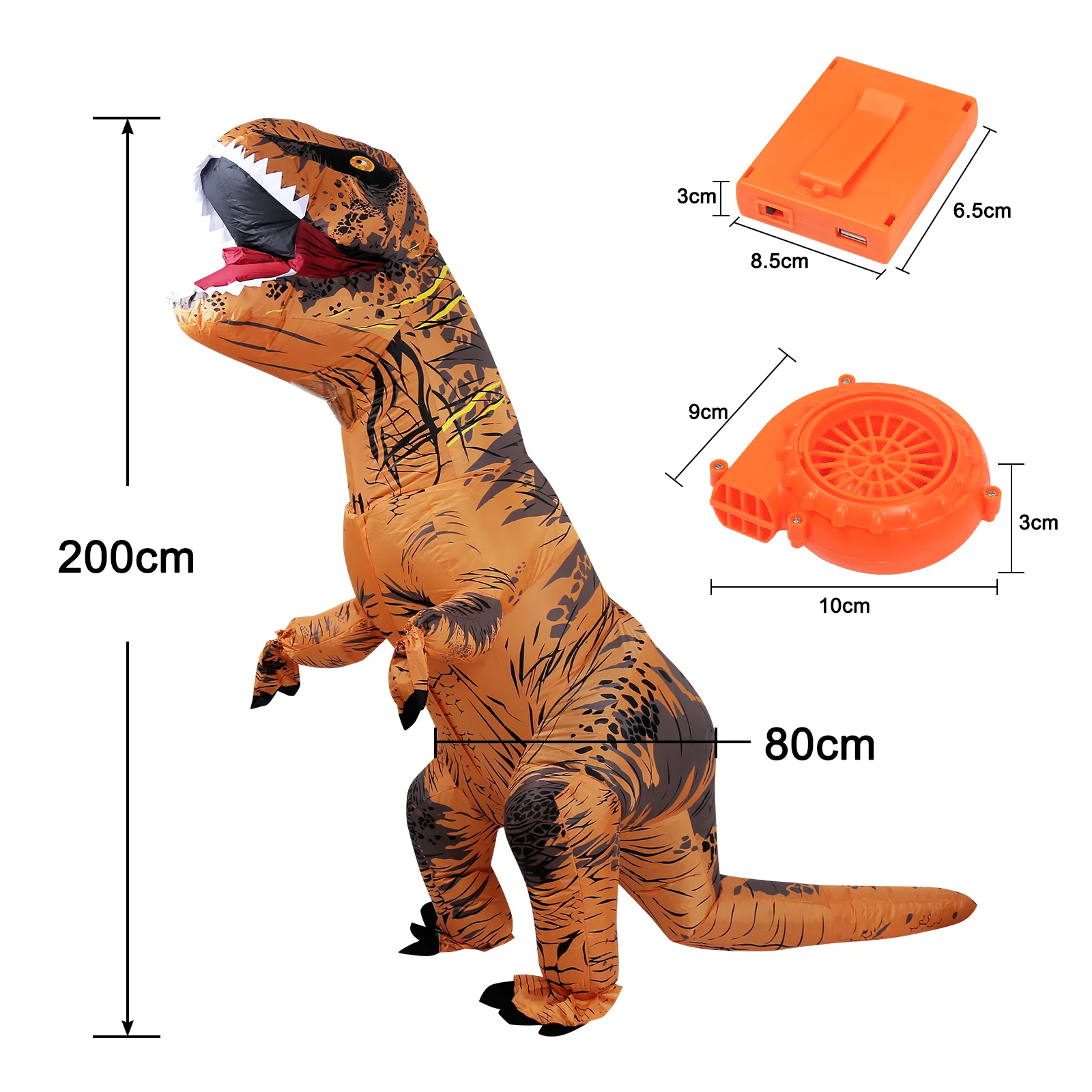 Aufblasbares Dino Kostüm Erwachsene 200cm