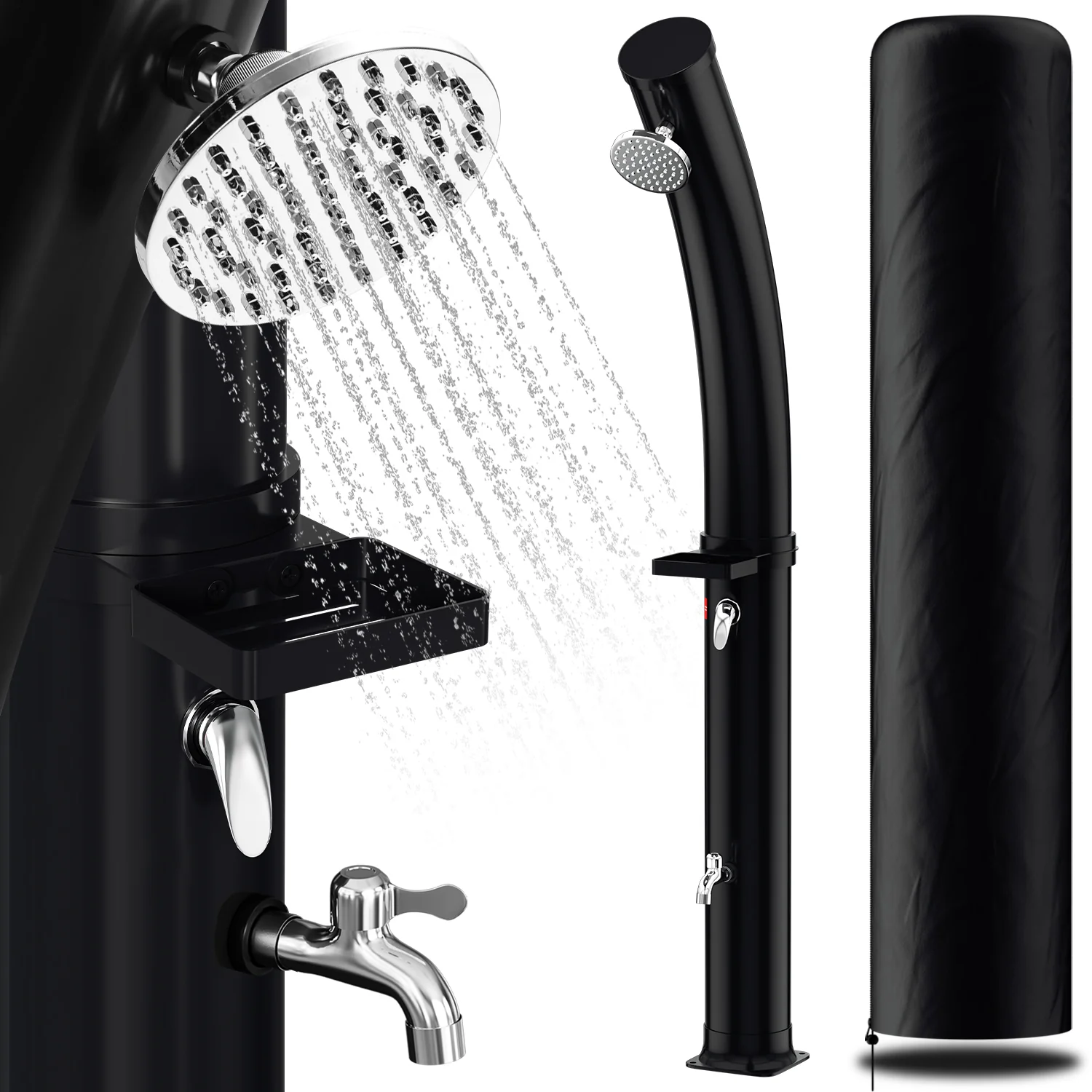 35L Solardusche Curve mit Regenduschkopf und Schutzhaube