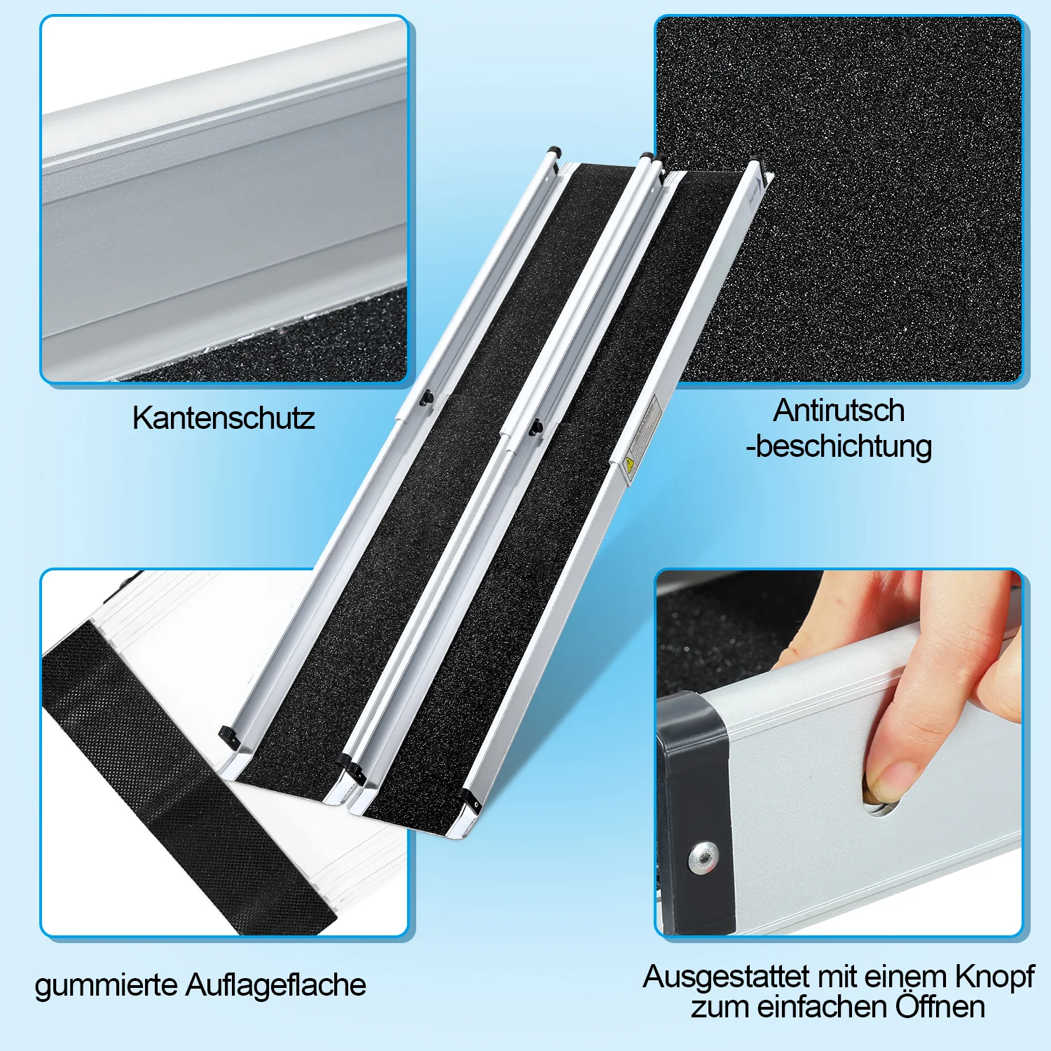 2x Rollstuhlrampe Aluminium Auffahrrampe bis 300 kg